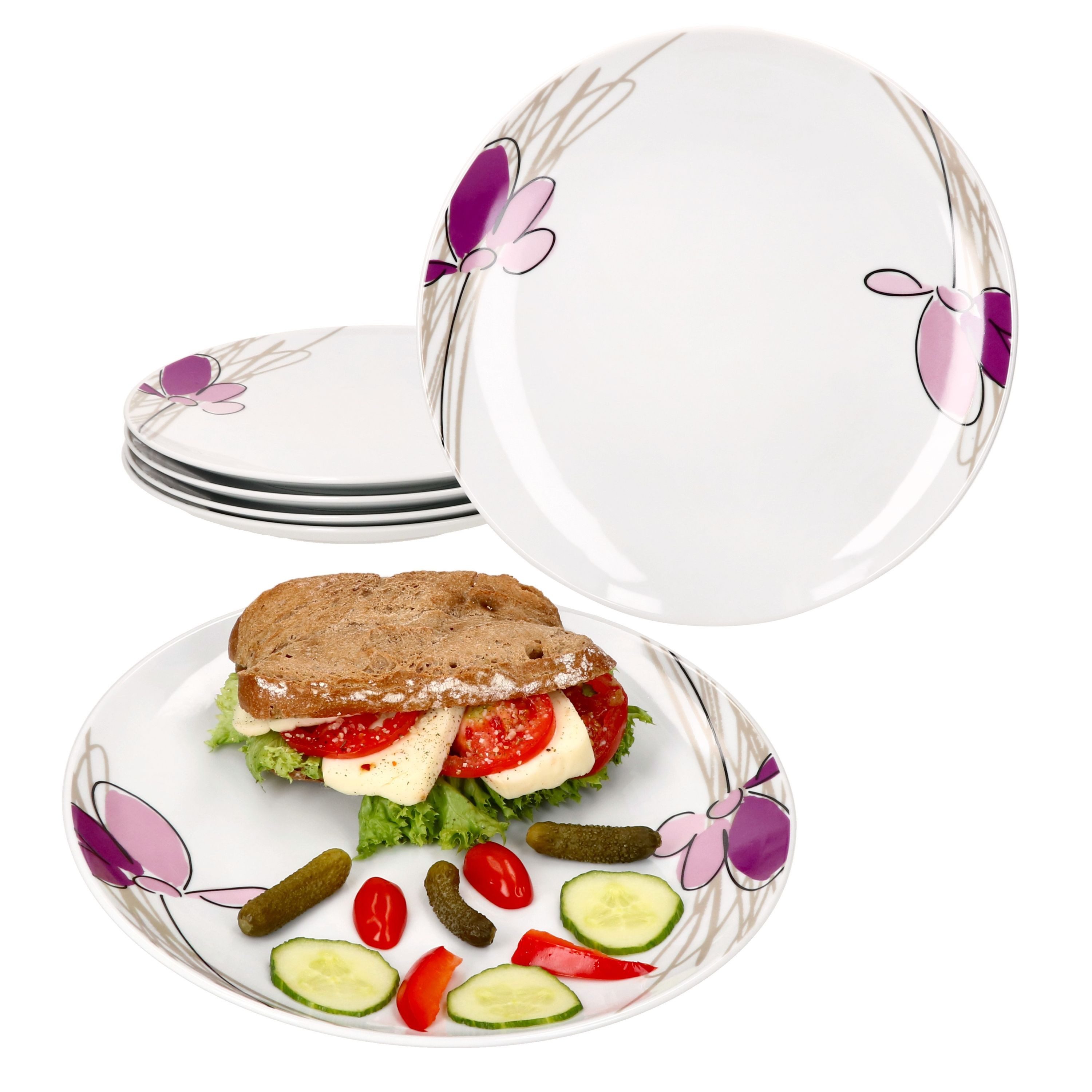 Speiseteller 6x Viola Speiseteller Ø27,2cm Porzellan 6 Personen Essteller