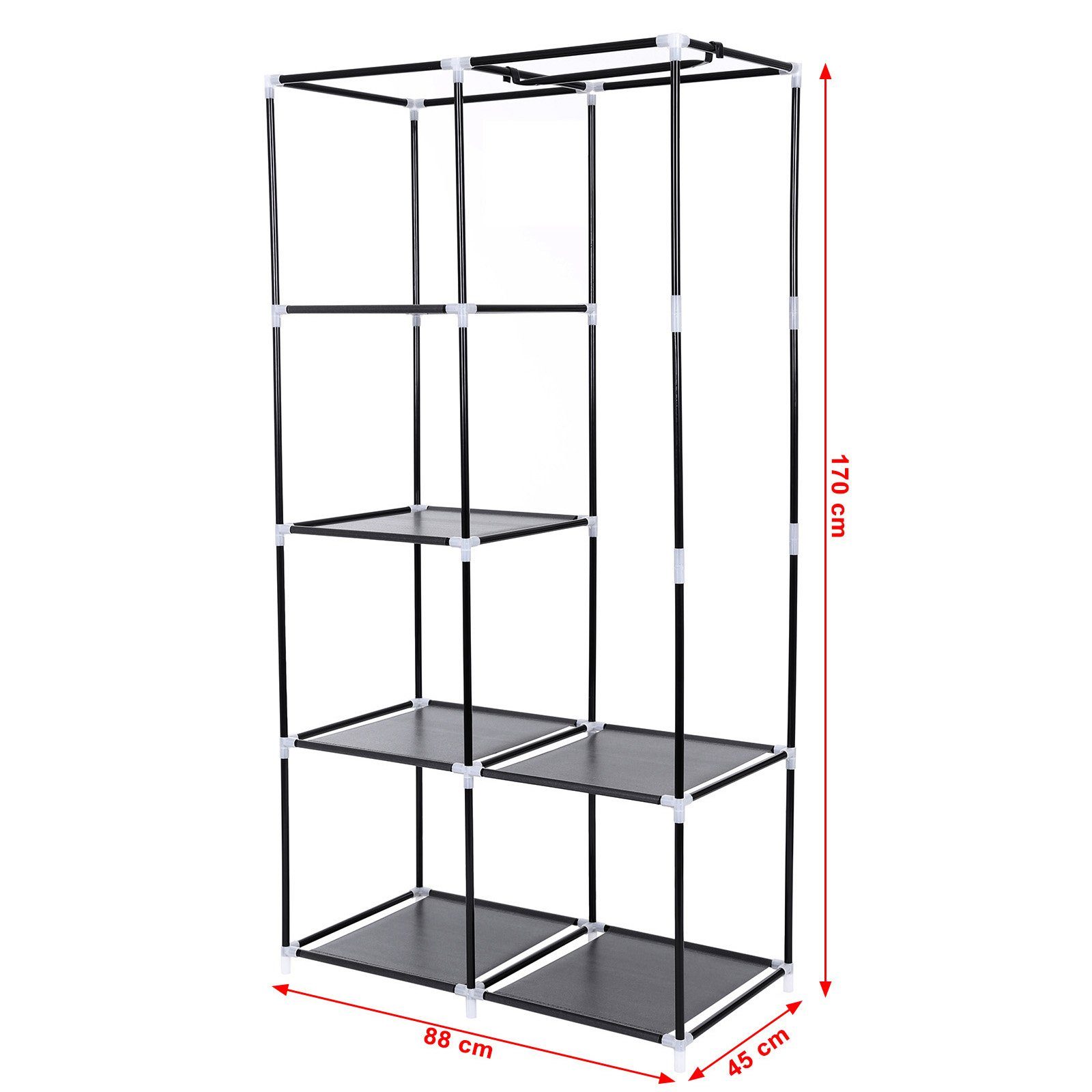 SONGMICS Kleiderständer Stoffschrank, Garderobe, mit 1 Kleiderstange, 6 Ablagen, Vliesstoff