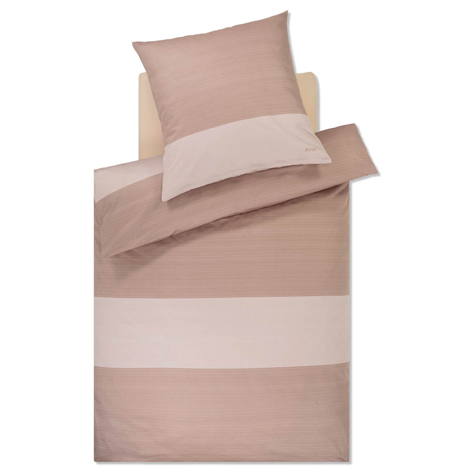 JOOP! Постельное белье Split 4118 08 Rosa-Creme, Mako-Satin, 2 teilig, Gestreift, Logo
