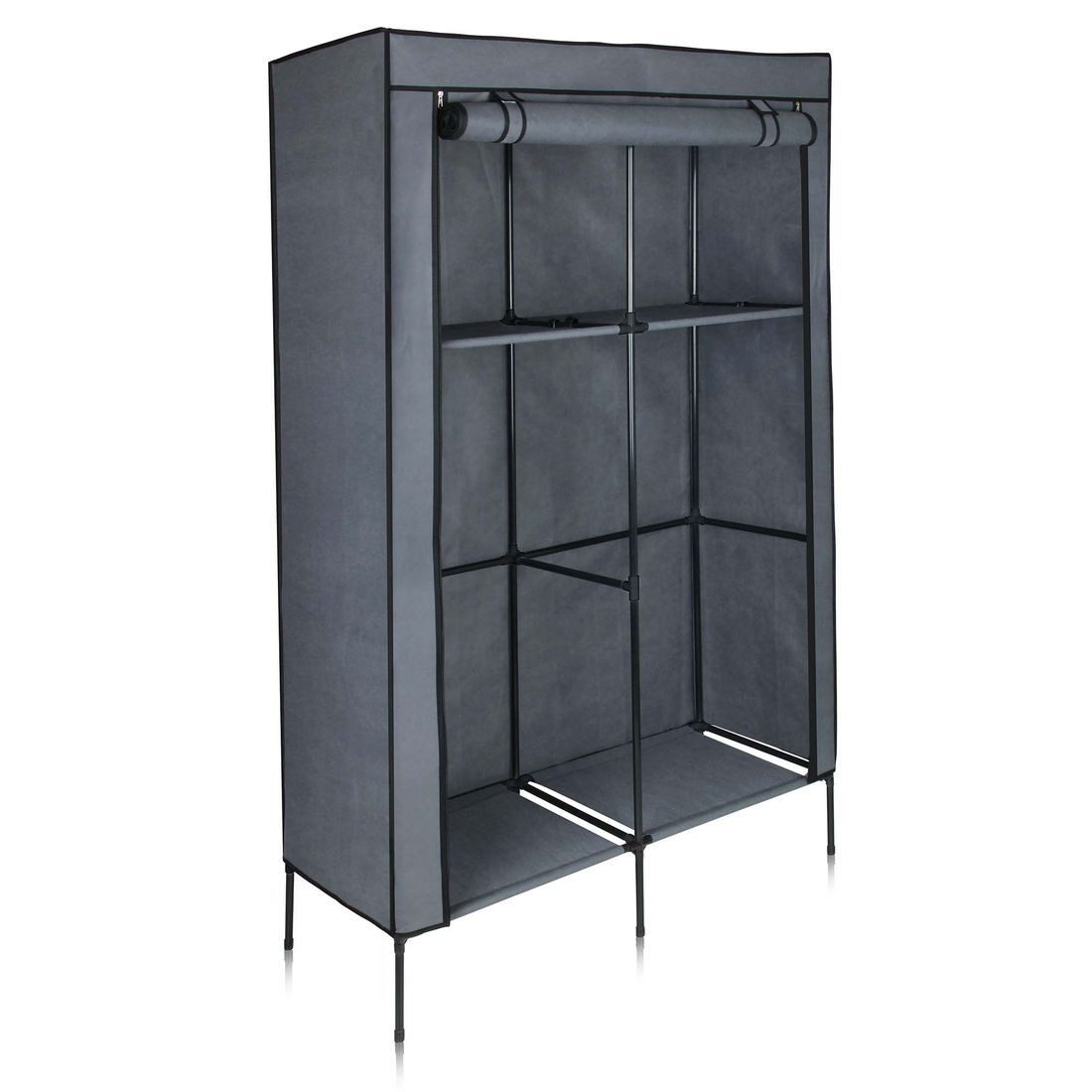 yourGEAR Kleiderschrank yourGEAR Kleiderschrank Grado – Stoffschrank 108 x 45 x 175 cm Schrank mit 2 Kleiderstangen und 4 Ablagen