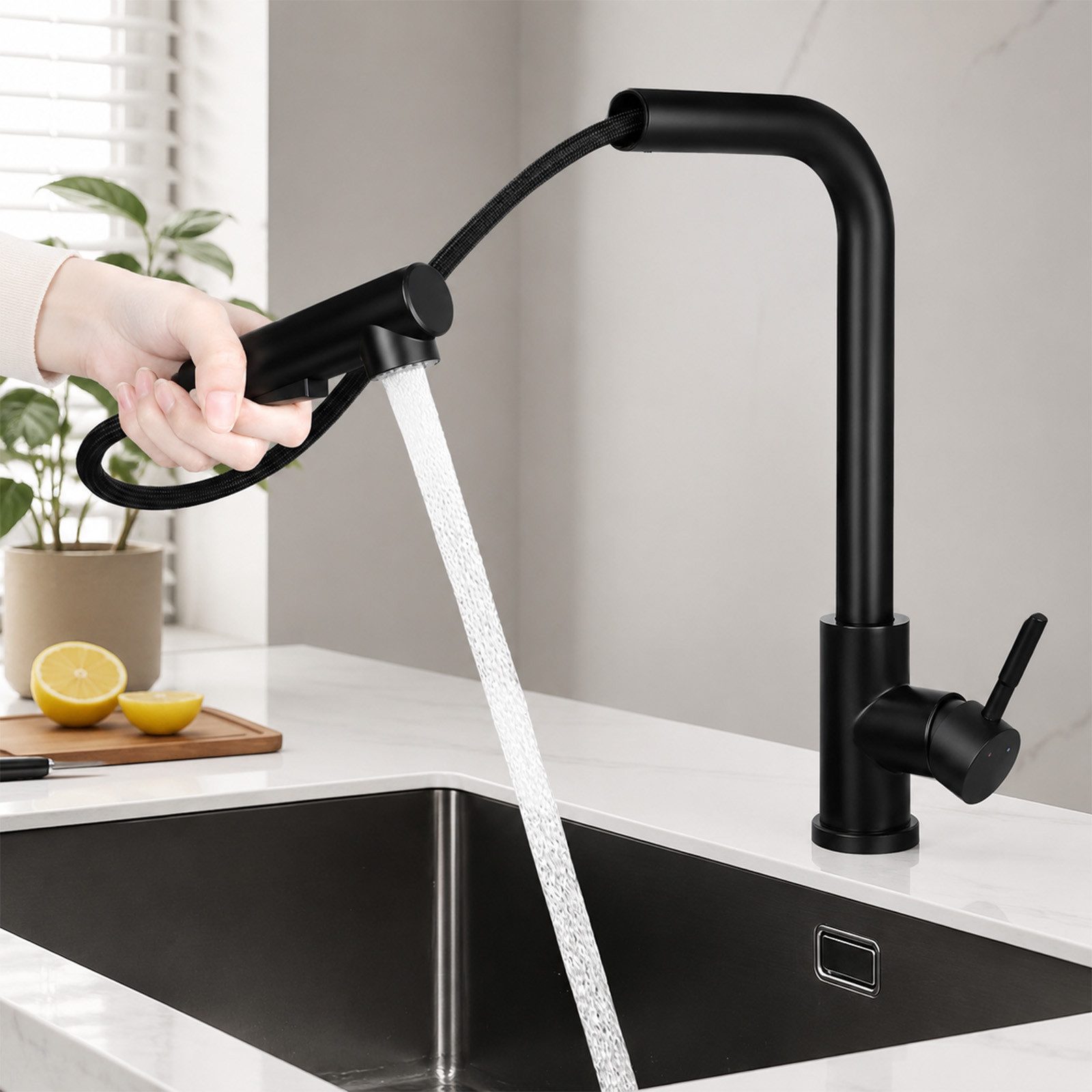 Ledklang Spültischarmatur Edelstahl 360° drehbar Ausziehbarer Brause 2 Strahlarten Küchenarmatur (1-St) für Einhebelmischer Mischbatterie Wasserhahn Küche