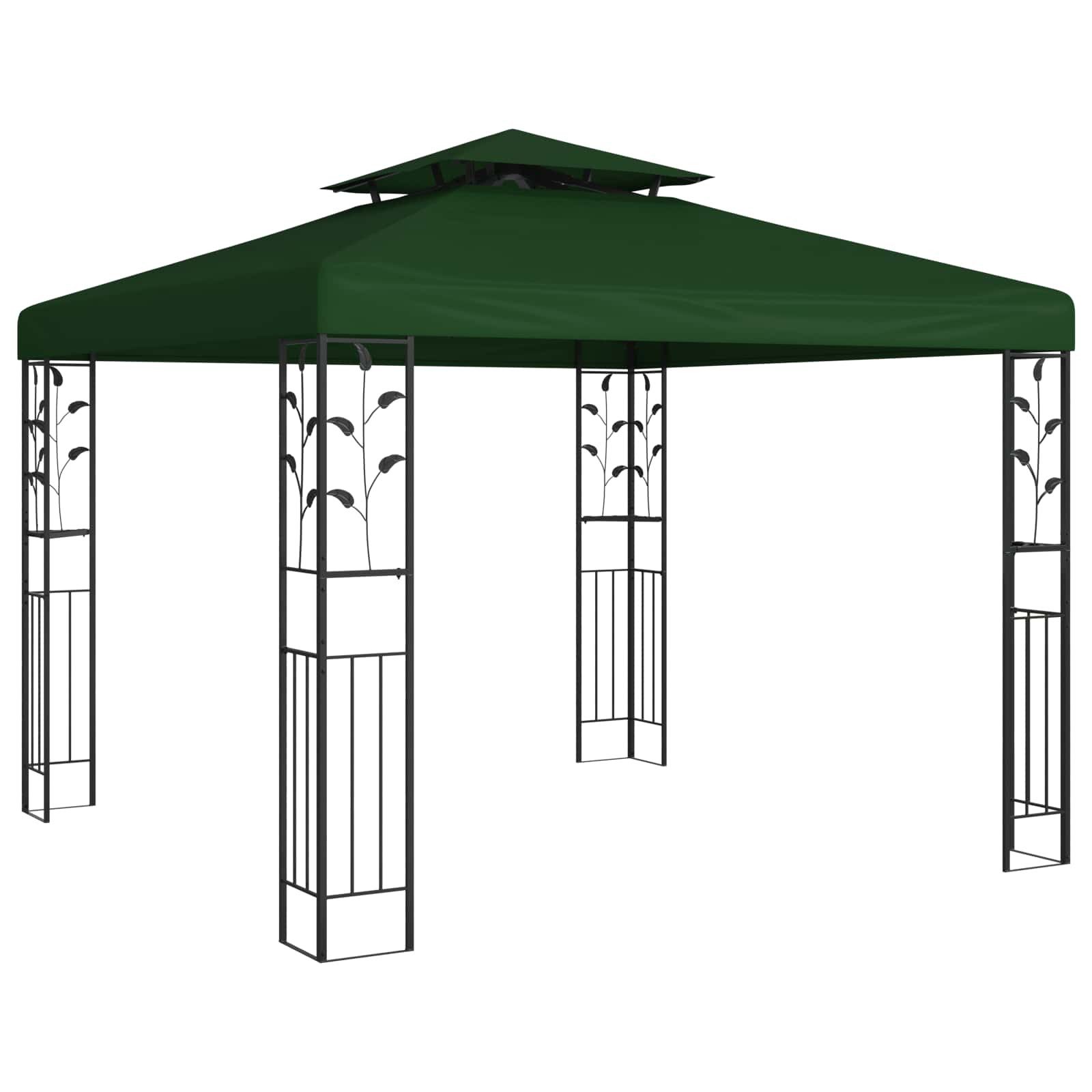 vidaXL Partyzelt Pavillon 3 x 3 x 2,68 m Grün Polyester und Stahl