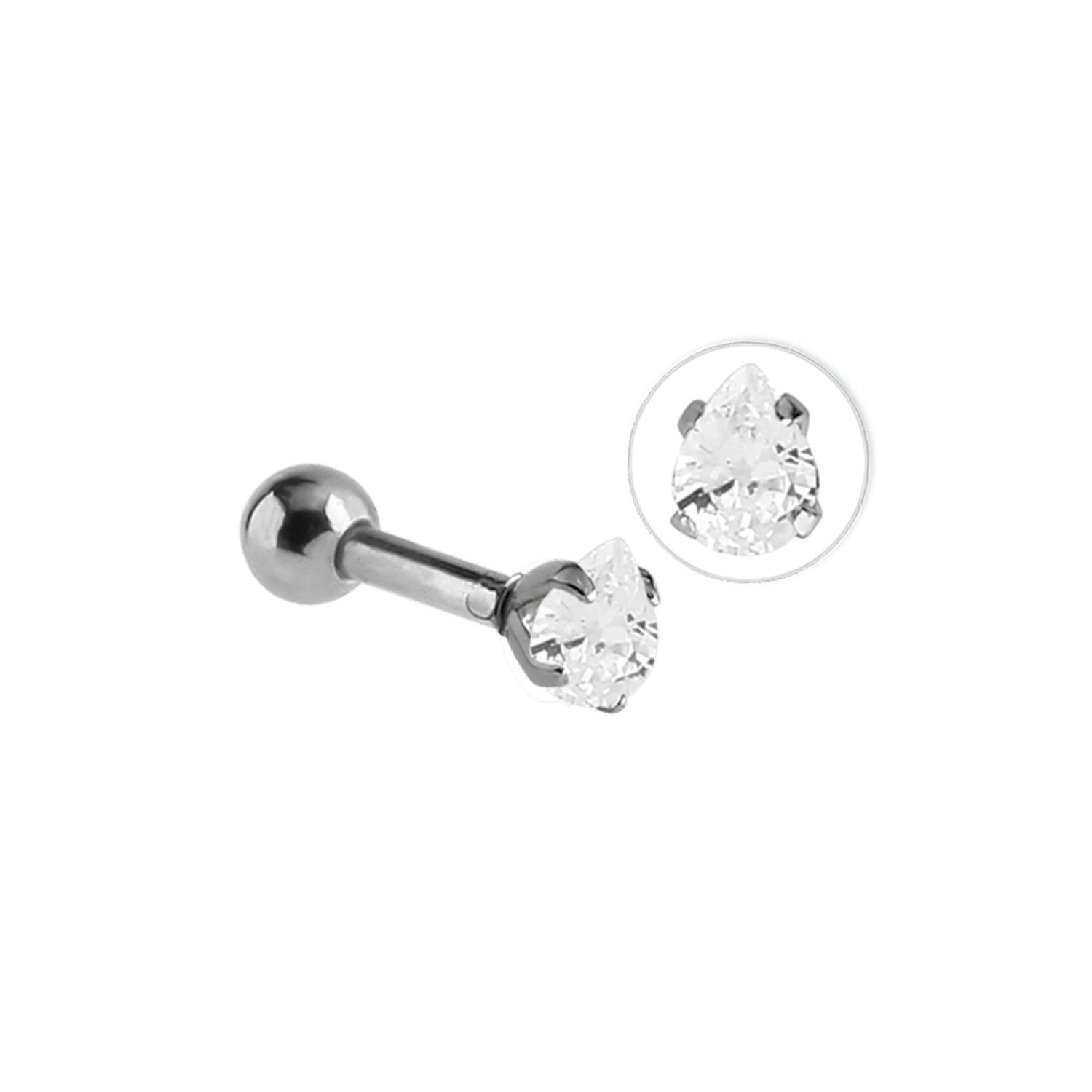 LUCARDI Plug Piercing - Stahl - Silber - Zirkonia - Damen