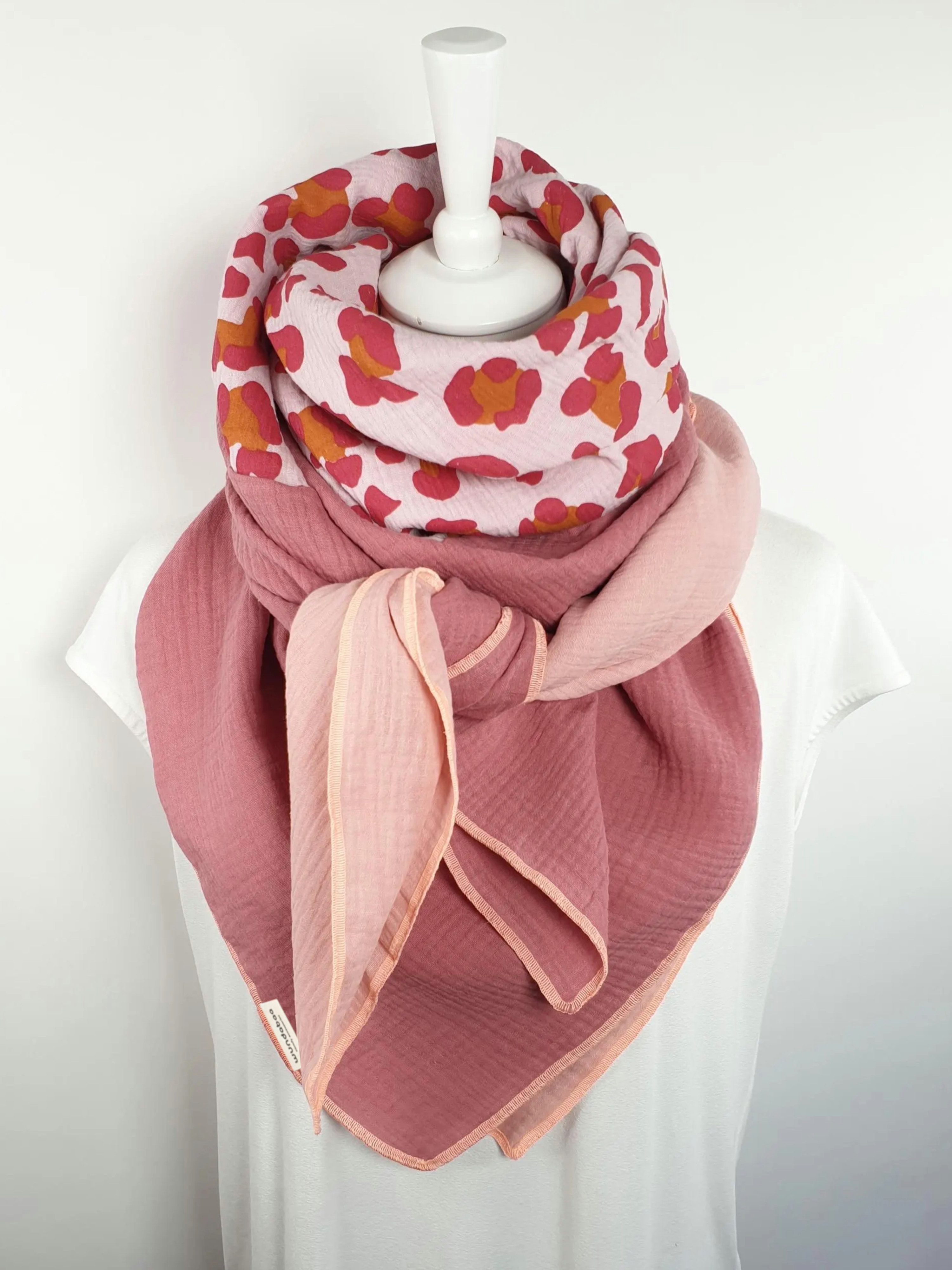 wundabaa Modetuch Musselintuch Leoprint Color Blocking günstig online kaufen