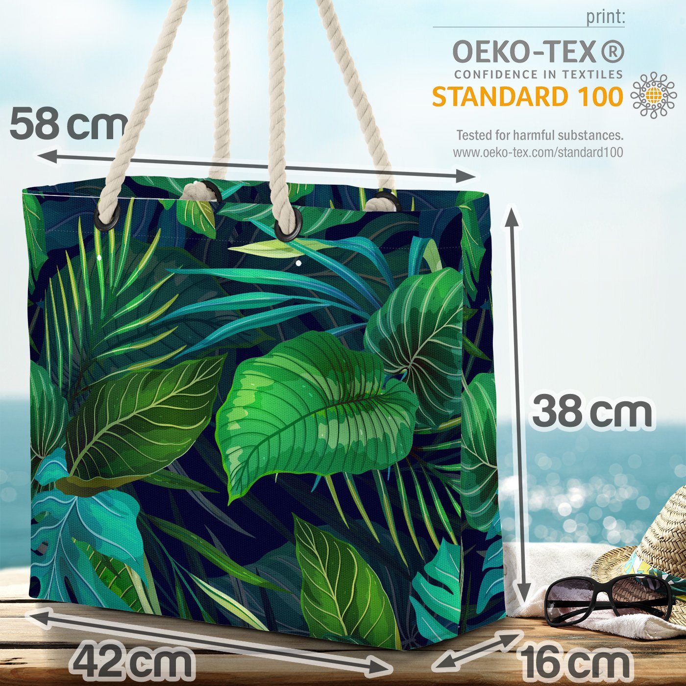Sommer Bag (1-tlg), Urwald Strandtasche Flat Blatt Beach floral VOID palme Plants Exotic exotisch muster