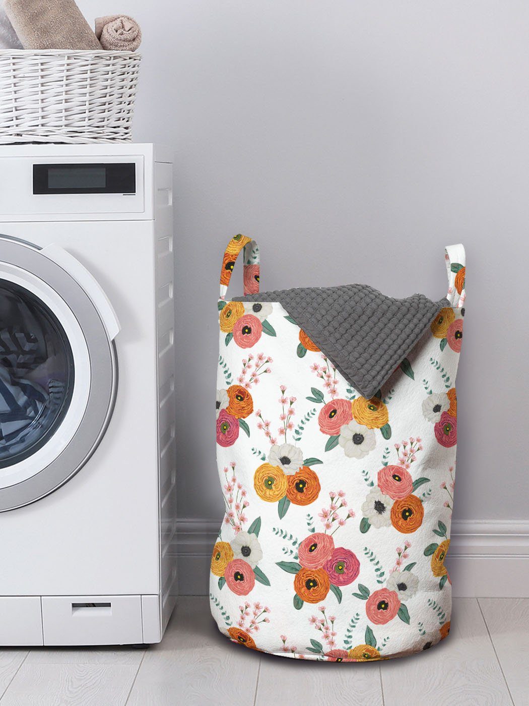 Kordelzugverschluss Wäschesäckchen Kunst Wäschekorb für Bloom Waschsalons, Englischer Blumen Abakuhaus Griffen mit Garten