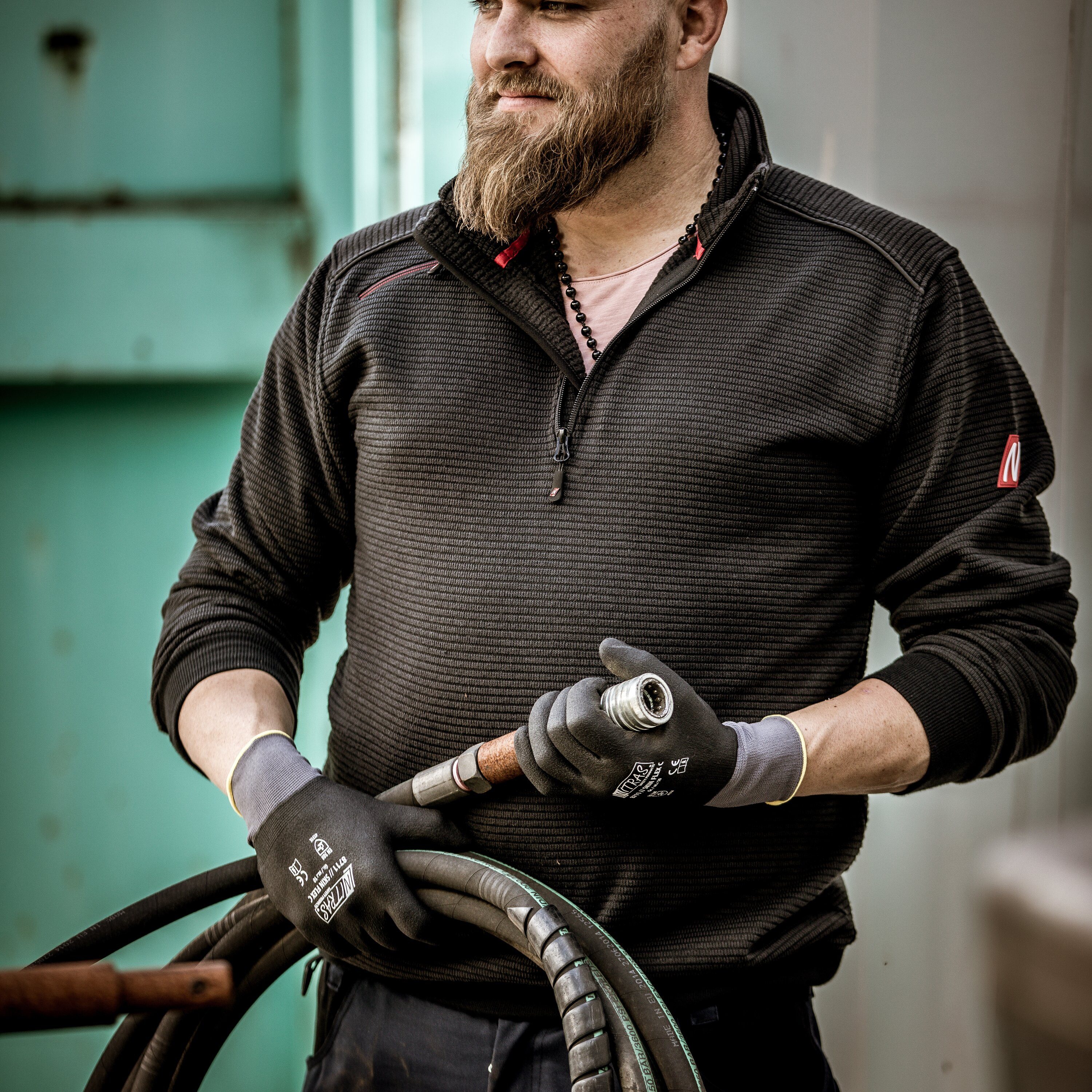 Nitras Stehkragenpullover Arbeitspulloer Pullover Motion Tex Plus