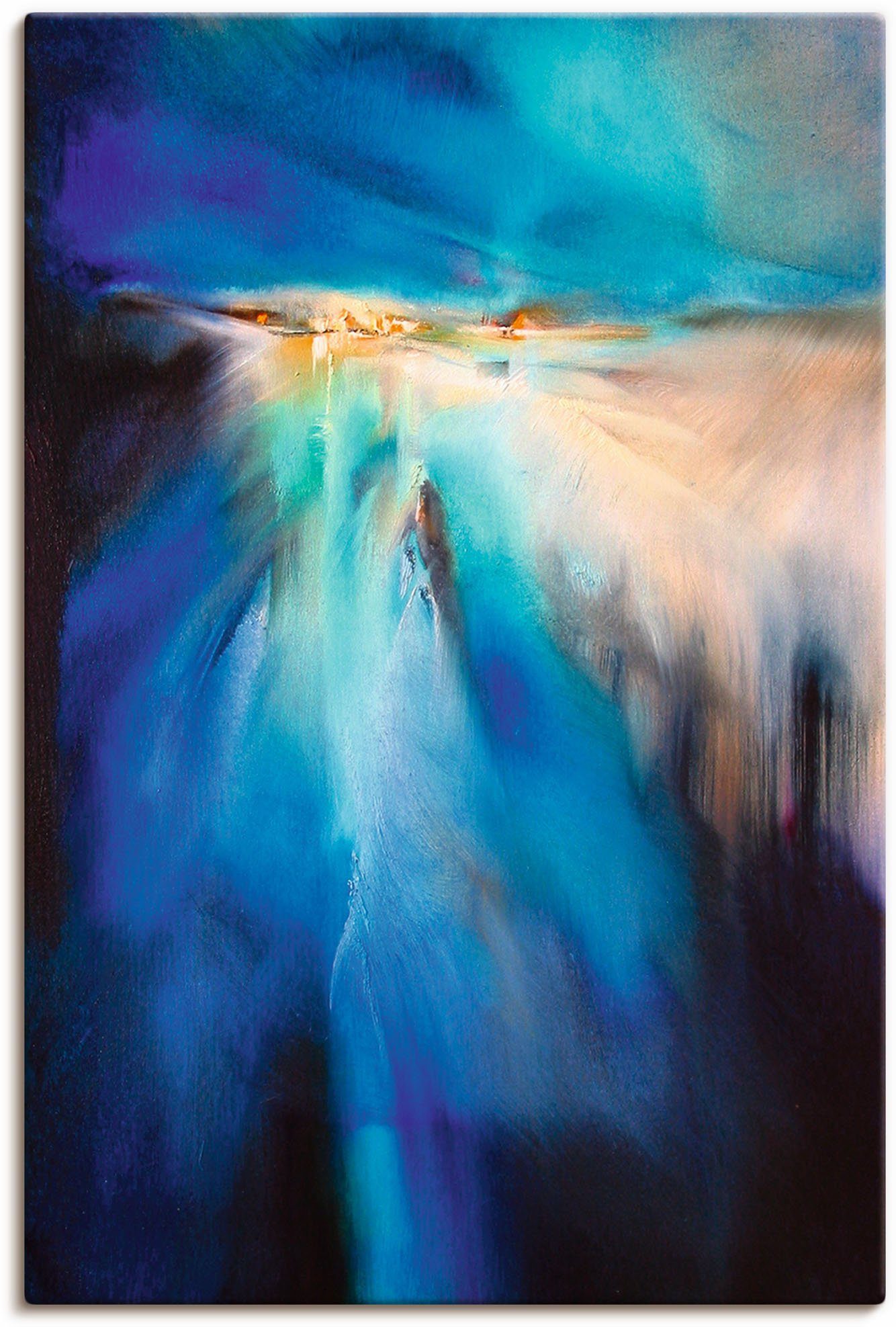 Artland Leinwandbild Winterabend II, Gegenstandslos (1 St), auf Holzrahmen gespannt