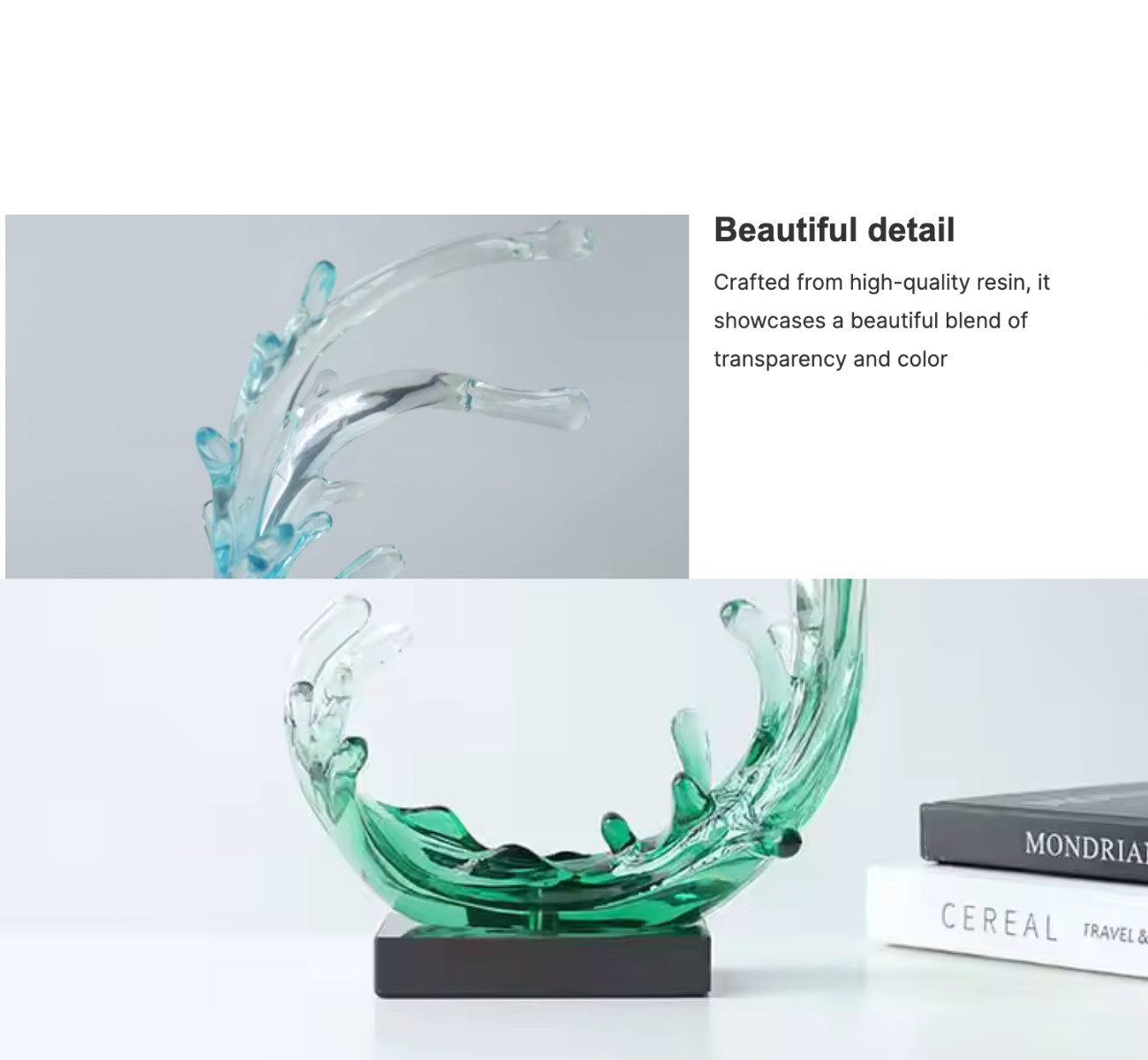 Quality Elegance Dekoobjekt 2er-Set Wellen-Skulpturen aus klarem Resin (Set, 2tlg)