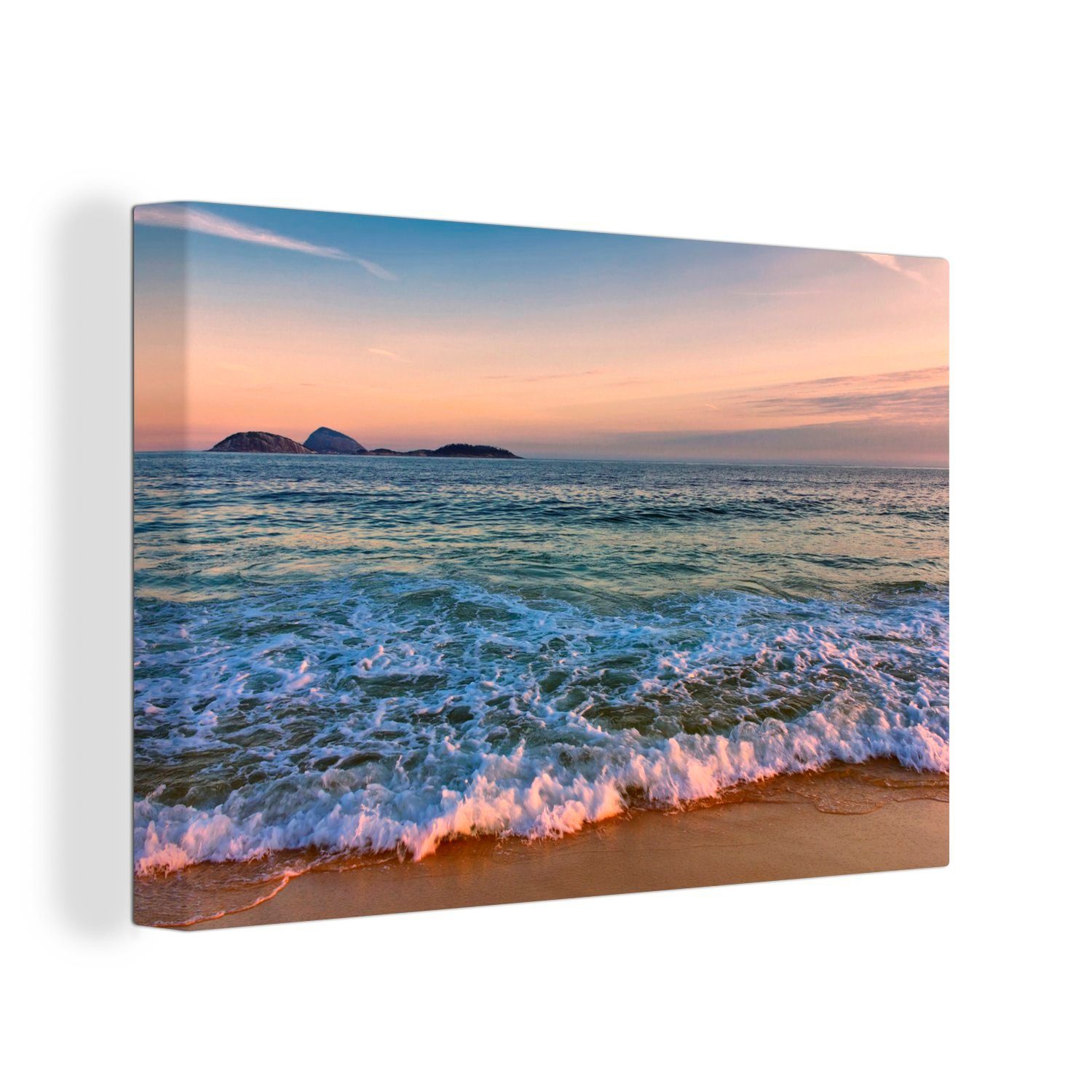 das cm vom Brasilien, Meer Wandbild 30x20 (1 Leinwandbild Strand St), OneMillionCanvasses® Ipanema Leinwandbilder, in Aufhängefertig, Wanddeko, Blick auf von