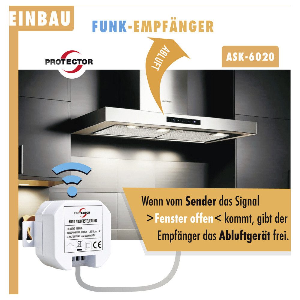 Protector Abluft-Set Protector Funk-Abluftsteuerung ASK-6020 1000 W Weiß