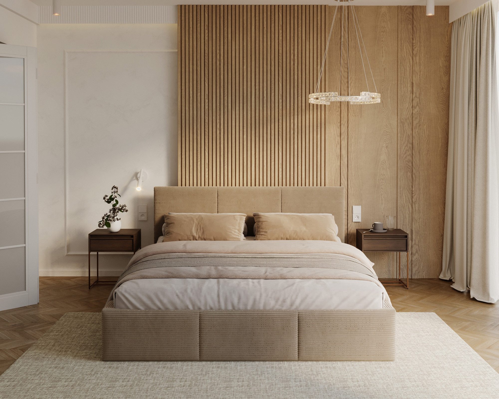 thematys Polsterbett mit Bettkasten & Lattenrost – Stauraumbett Cord 120x200–180x200 (Optional mit 28 cm H3/H4 Taschenfederkern oder 23 cm Taschenfederkern-Matratze H2)