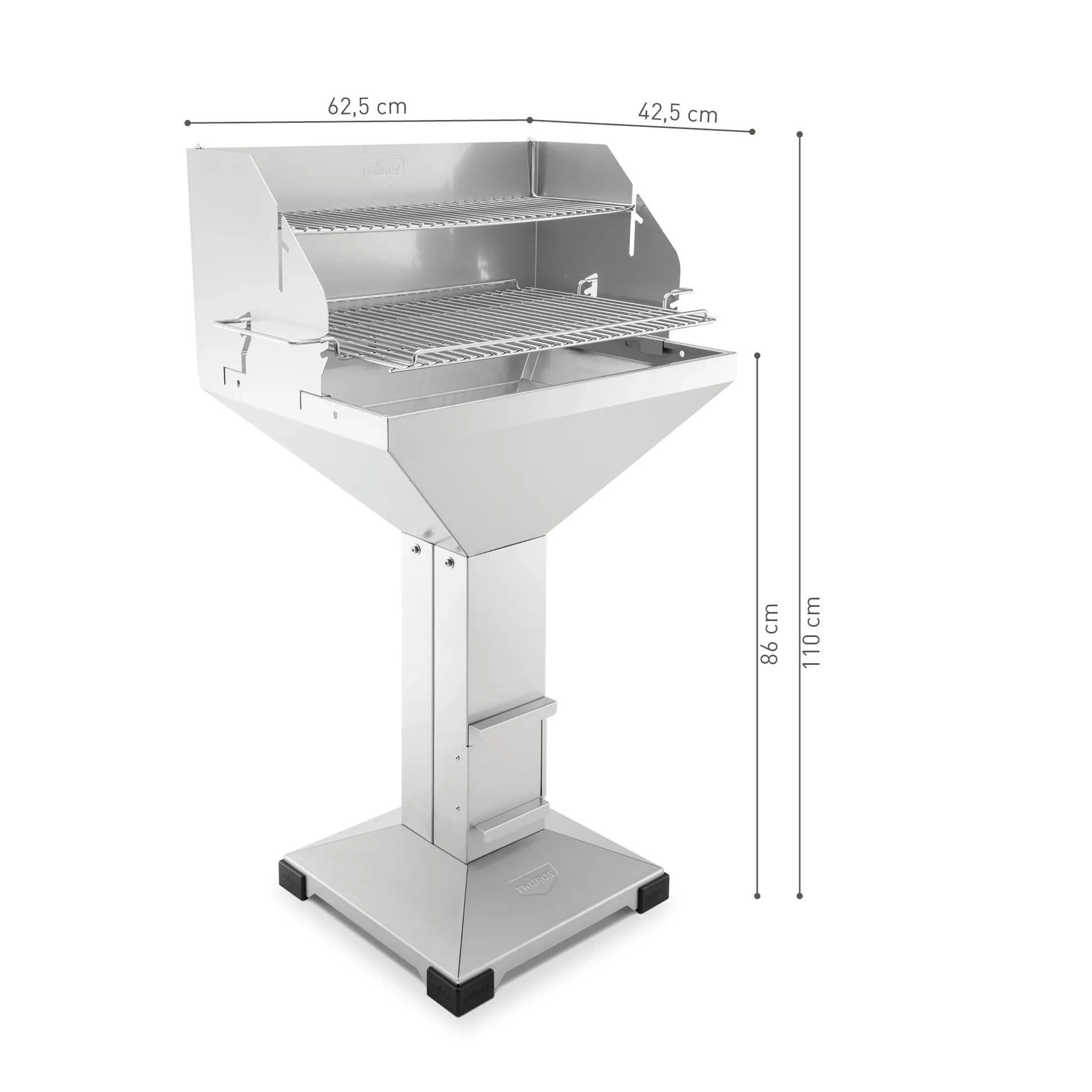 Thüros Holzkohlegrill T4 Direkt Plus Edelstahl Fußplatte Holzkohlegrill 40 x 60 cm