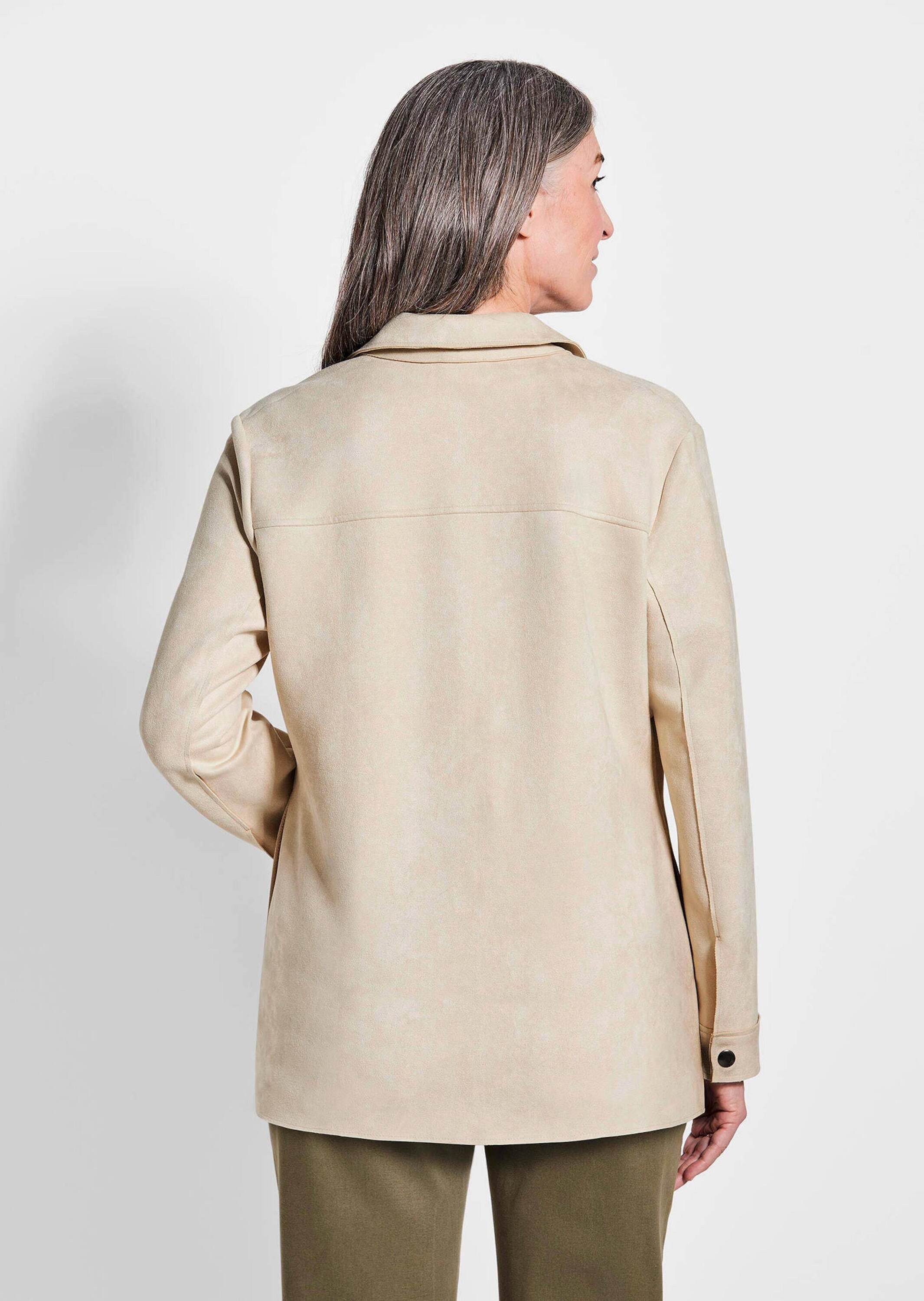 GOLDNER Outdoorjacke Leichte Damenjacke in Velourslederoptik Damen Indoorjacke braun, Veloursoptik, Langarm, weich, Übergangsjacke