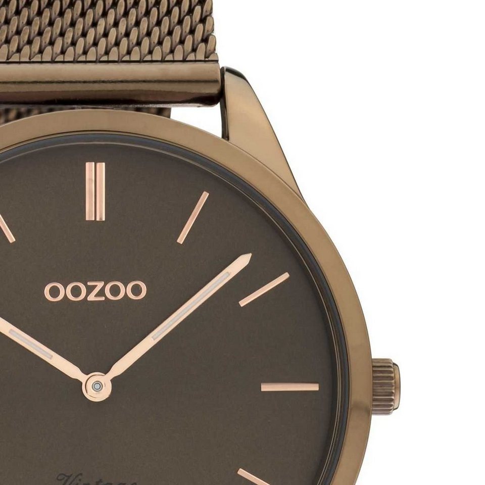 OOZOO Quarzuhr Oozoo Damen Armbanduhr Ultra Slim, Damenuhr rund, mittel  (ca. 38mm) Edelstahlarmband, Fashion-Style, Topmodische, sehr flache Uhr  für Damen mit hochwertigem TMI Quarzwerk