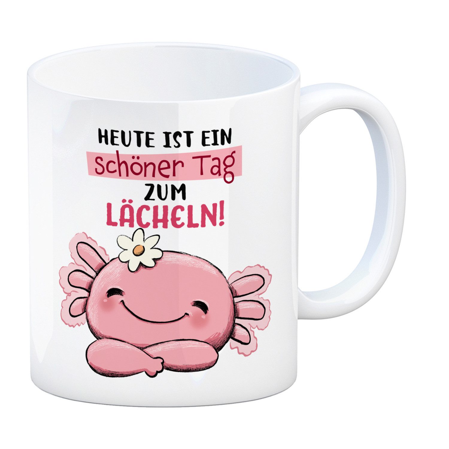 speecheese Tasse Axolotl Kaffeebecher mit Spruch Heute ist ein schöner