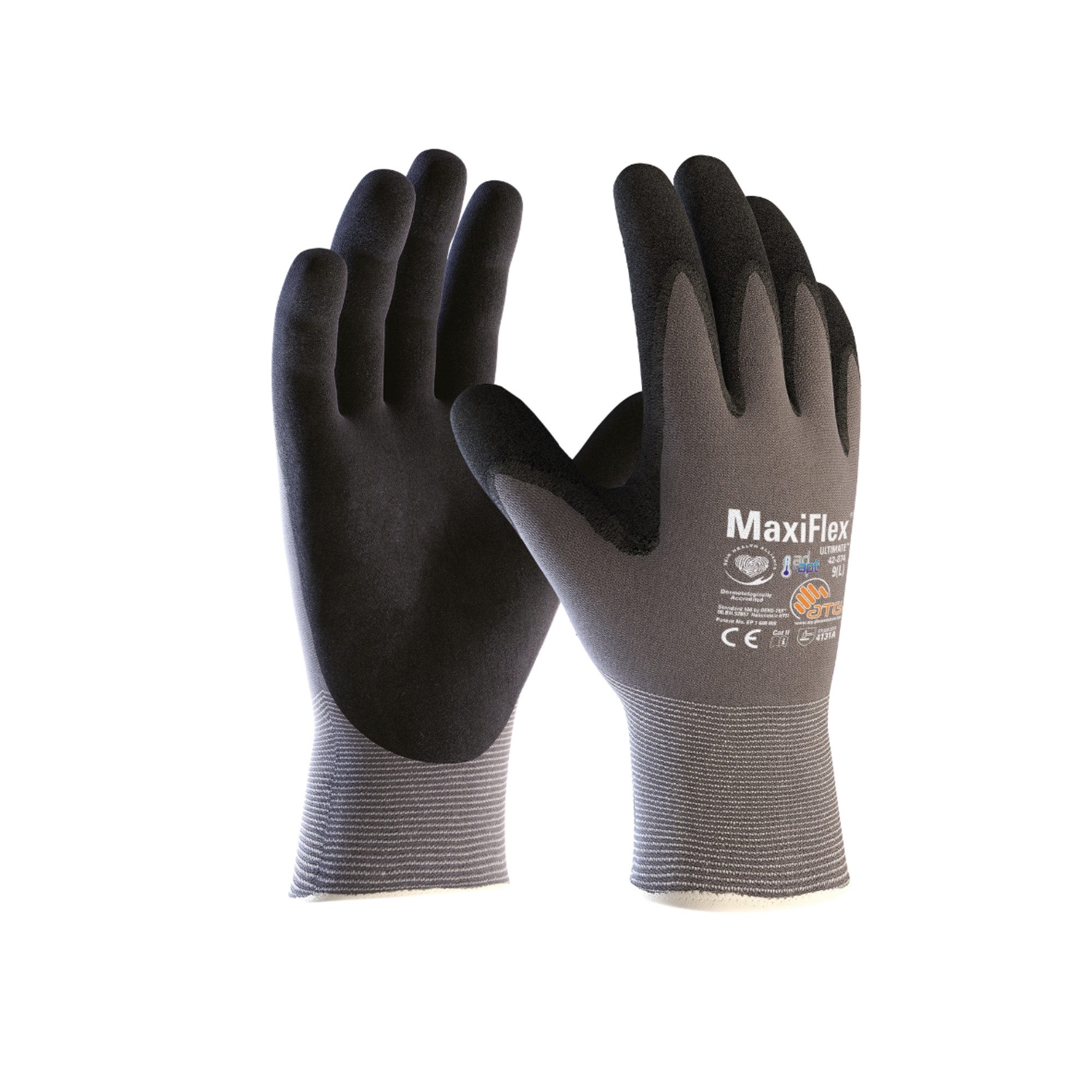 ATG Nitril-Handschuhe Handschuh MaxiFlex Ultimate AD-APT 2455-7 grau/schwarz Gr. 7