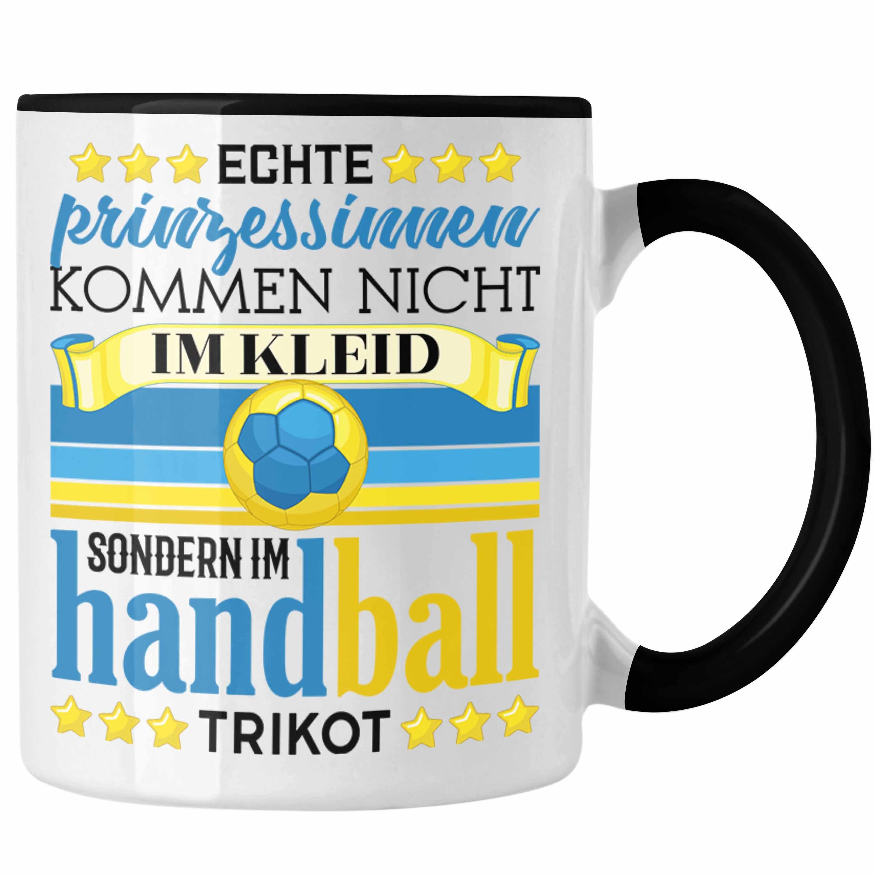 Trendation Tasse Handball Geschenk Frauen Tasse Spruch Handball-Spielerin Geschenkidee Schwarz