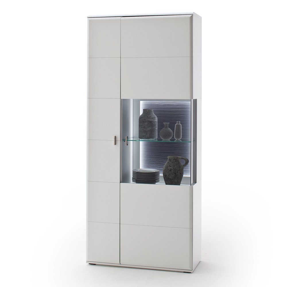 Lomadox Vitrine ALIA-05 Vitrinenschrank montiert, weiß matt, 90 cm breit, LED Beleuchtung
