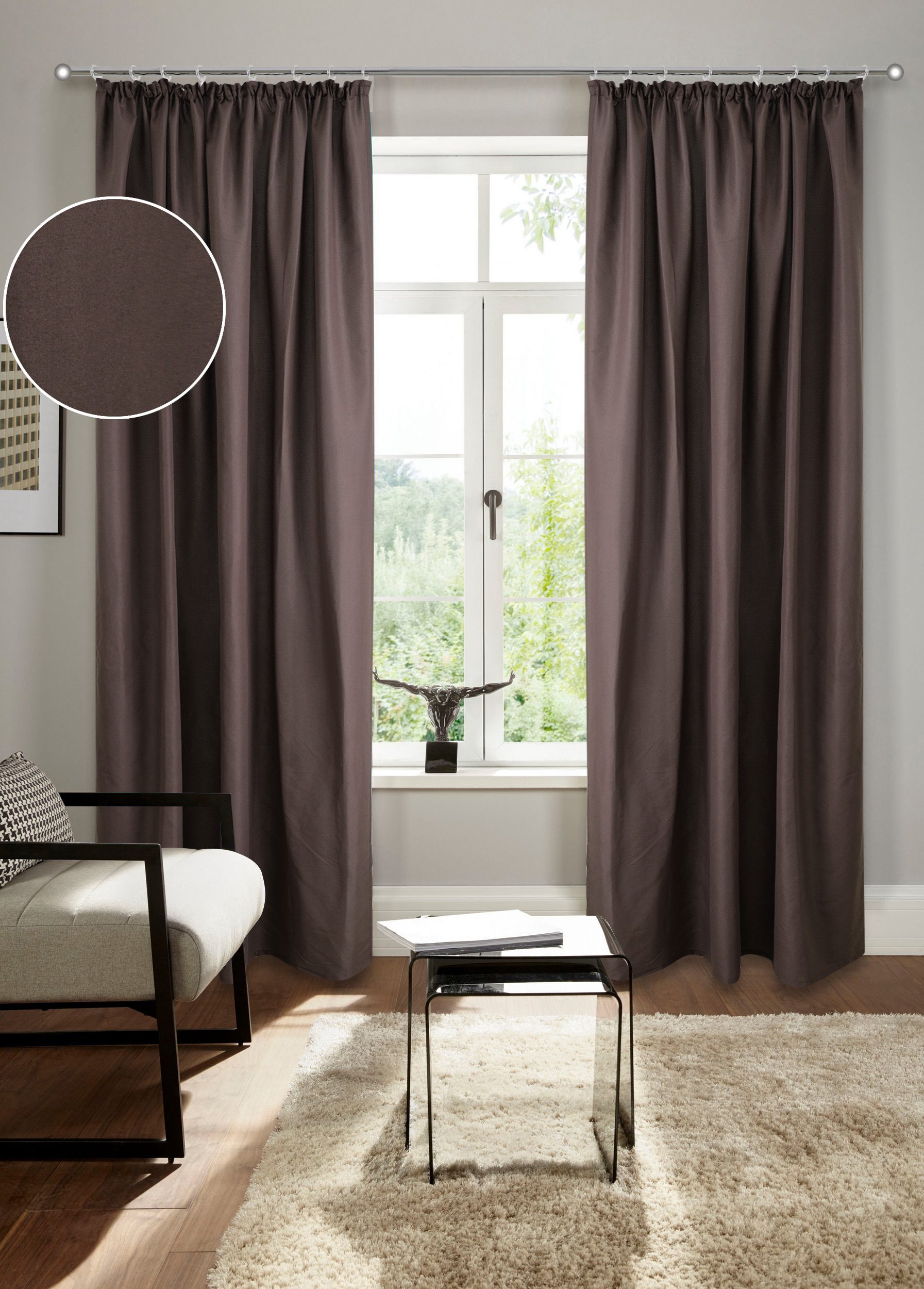 Bruno Banani Vorhang Lagan (2 St), Kräuselband, blickdicht, Polyester, 2-er Set, gewebt, Microfaser, versch. Größen, einfarbig, Bestseller