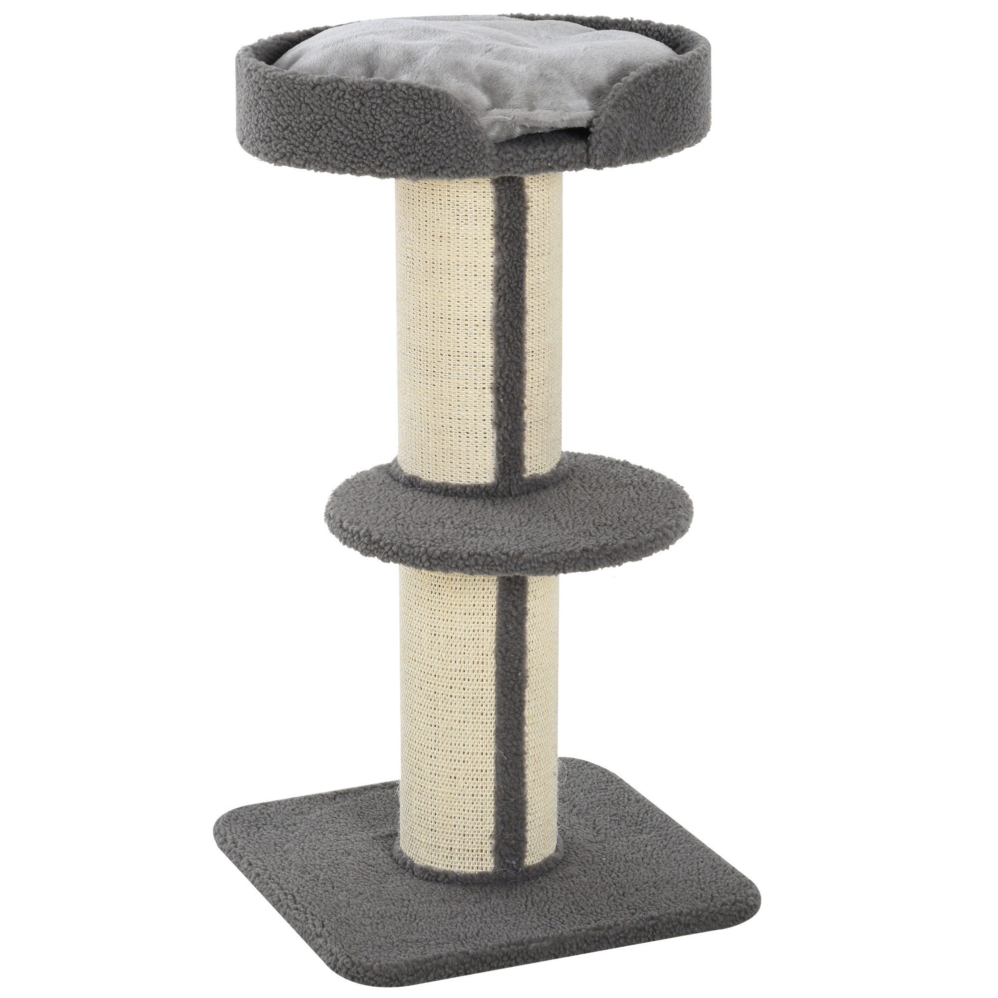 MC Star Kratzsäule für Katzen, stabiler Kratzbaum mit Plattform, Belastbarkeit 30kg, (grau für aktives Spiel & Entspannung)