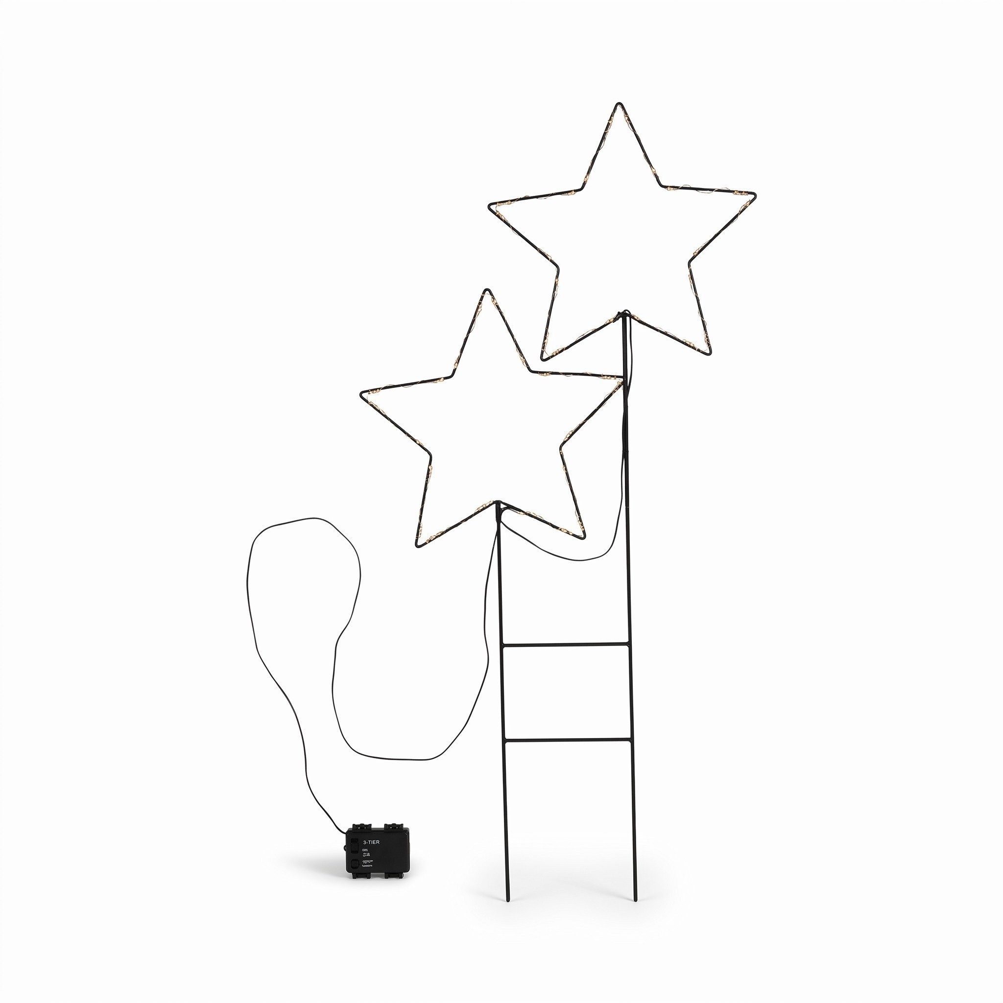 Meinposten LED-Lichterkette Gartenstecker Stern LED Weihnachtsbeleuchtung batterie Timer 50x98 cm, batteriebetrieben