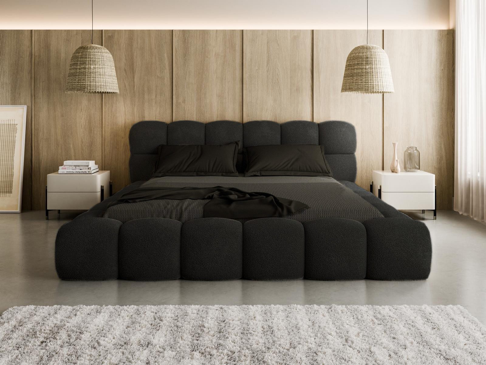 Compleo Polsterbett BUBBLE boucle Designerbett 140/160/180x200 BIZU, Wolkenbett, TOPSELLER Stauraumbett MADE IN EU