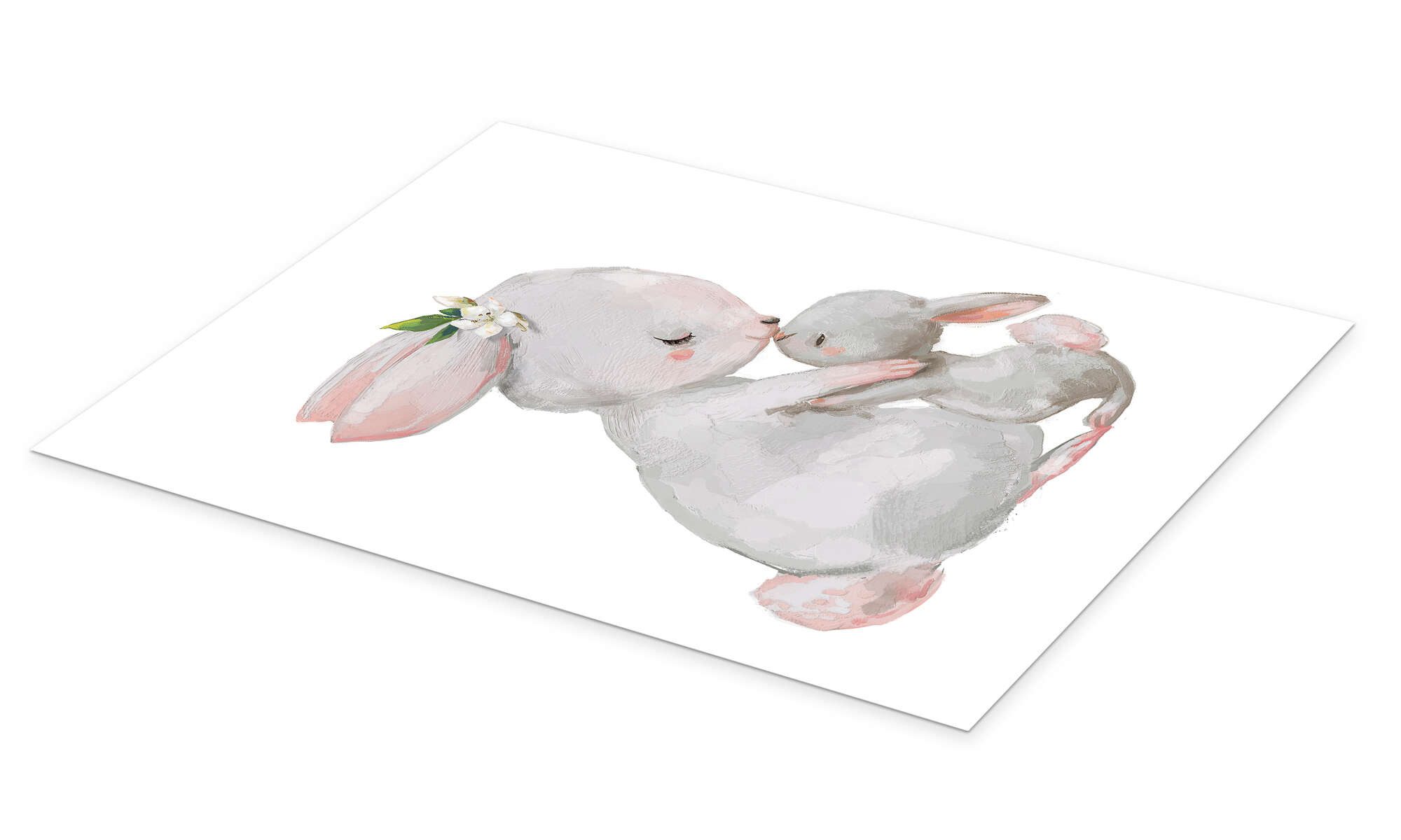 Posterlounge Wandbild Süße weiße Häschen - Mutter mit Kind, Eve Farb, erhältlich als Poster, Leinwandbild, Wandsticker oder Acrylglasbild