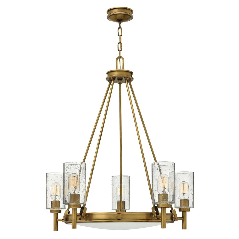 Elstead LIGHTING Kronleuchter, Leuchtmittel nicht inklusive, Kronleuchter Hängelampe Deckenleuchte Stahl Glas Messing