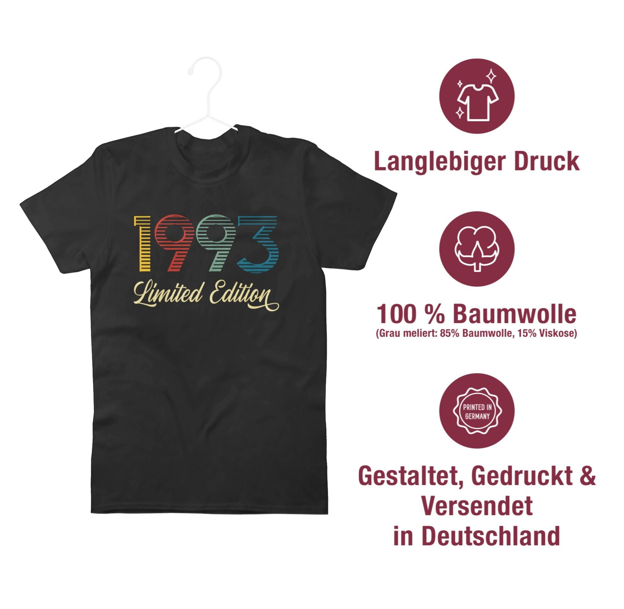 Limited Dreißigster 1993 Shirtracer Geburtstag T-Shirt 2 Schwarz Edition 30.