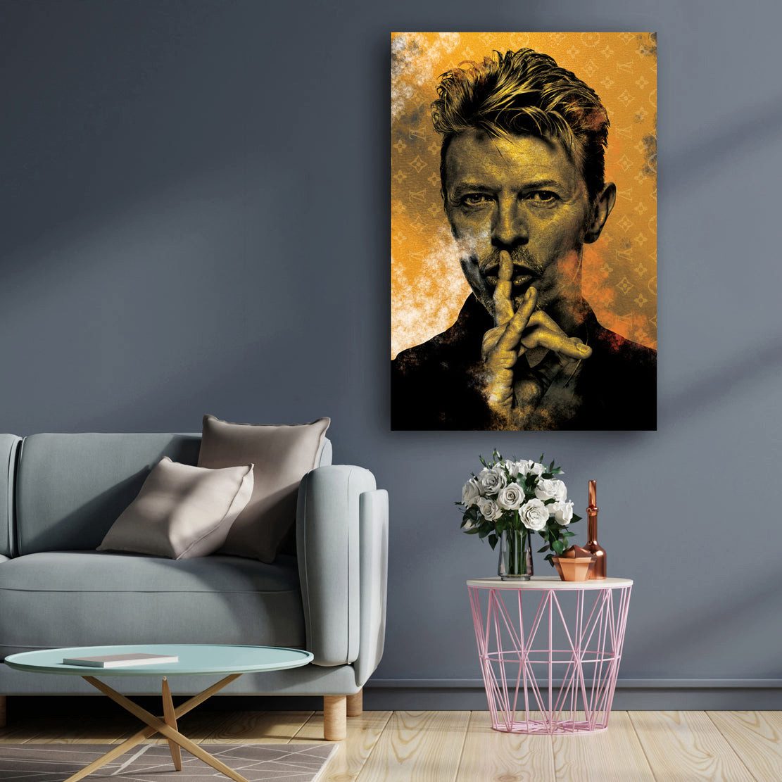 Artedinoi Leinwandbild Bowie Yellow Edition Musik Leinwandbild Wandbild Kunst Deko XL, David Bowie in Gelb – Bild 2 von 5