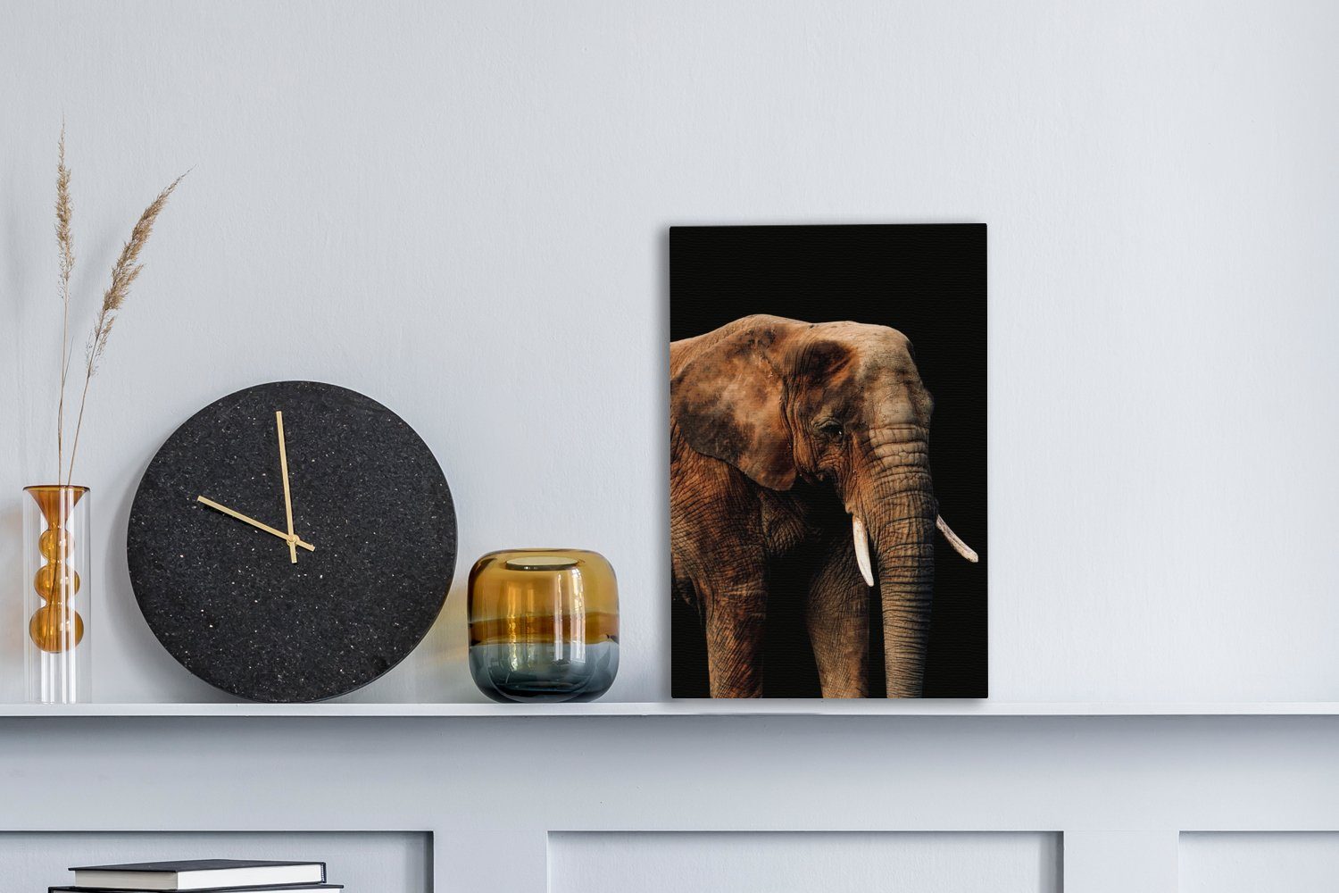 OneMillionCanvasses® Leinwandbild Elefant - fertig bespannt Leinwandbild Terrakotta, - inkl. Zackenaufhänger, cm (1 Schwarz 20x30 St), Gemälde