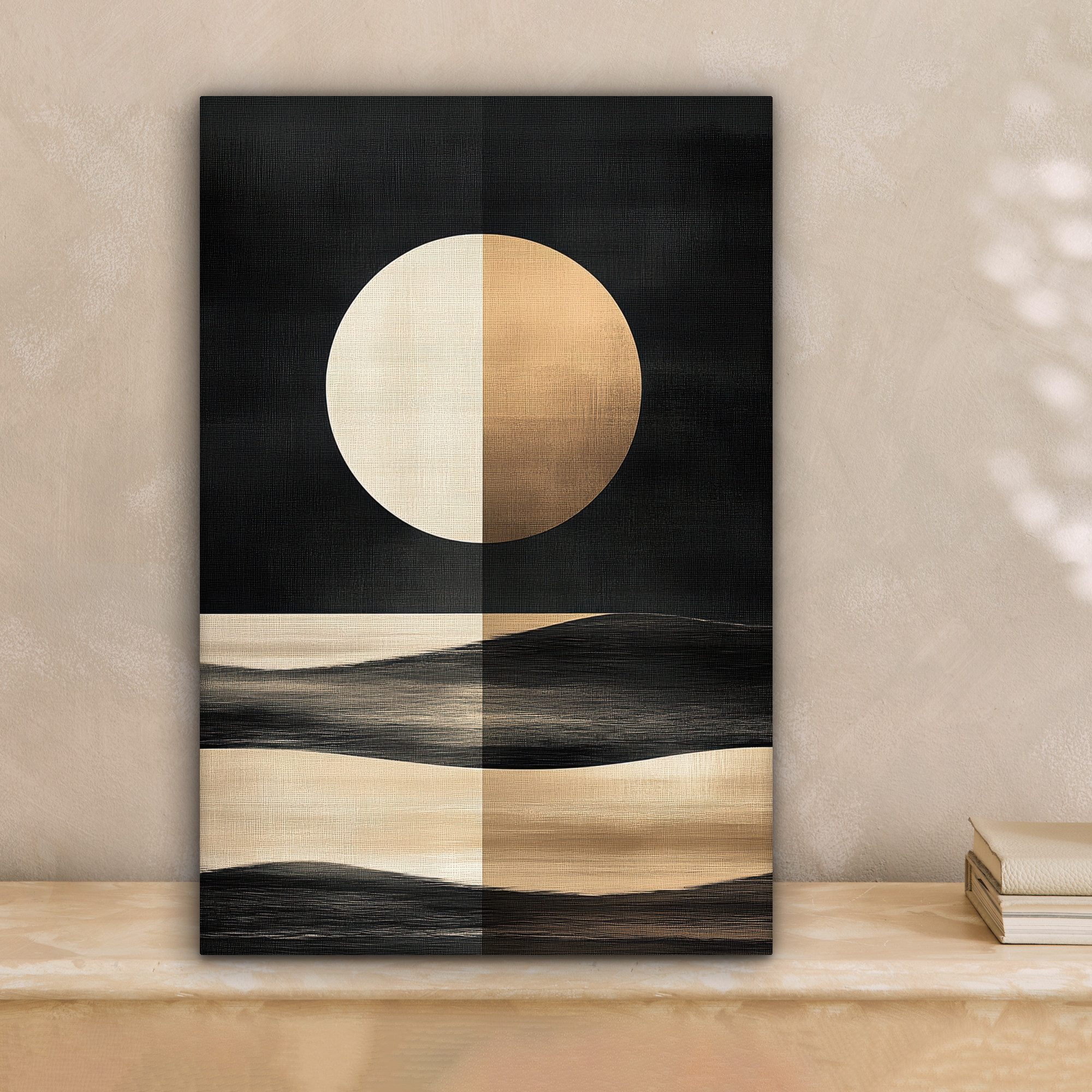 OneMillionCanvasses® Leinwandbild Mond - Kreis - Gold, Fotodruck (1 St), Le günstig online kaufen