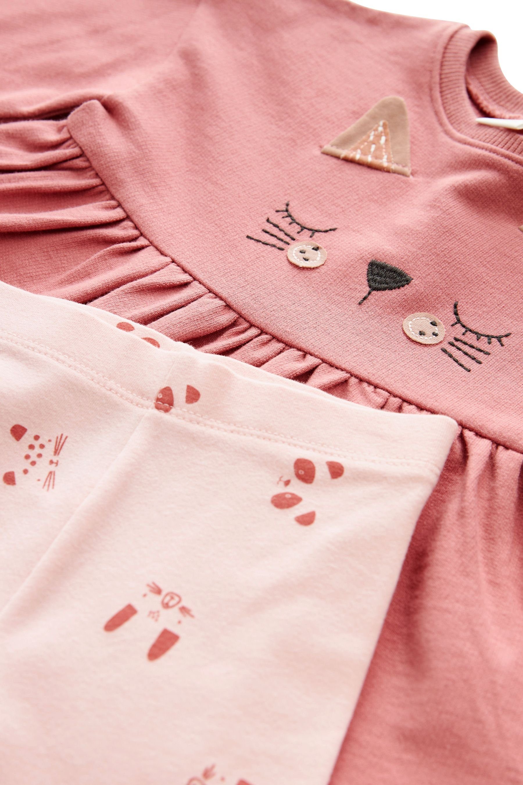 Leggings Leggings mit (2-tlg) Shirt Next & Pink und Langarmshirt Cat Ballerina-Set