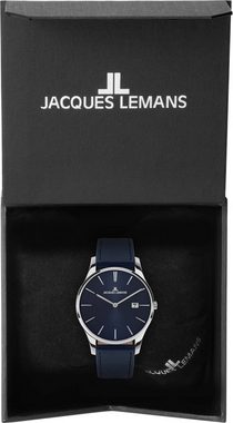 Jacques Lemans Quarzuhr London, 1-2122C, Armbanduhr, Damenuhr, Datum, gehärtetes Crystexglas