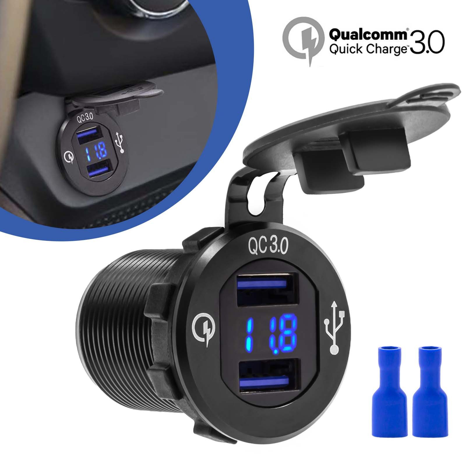 12V QC 3.0 Dual USB Auto Zigarettenanzünder Steckdose Einbau KFZ-Adapter
