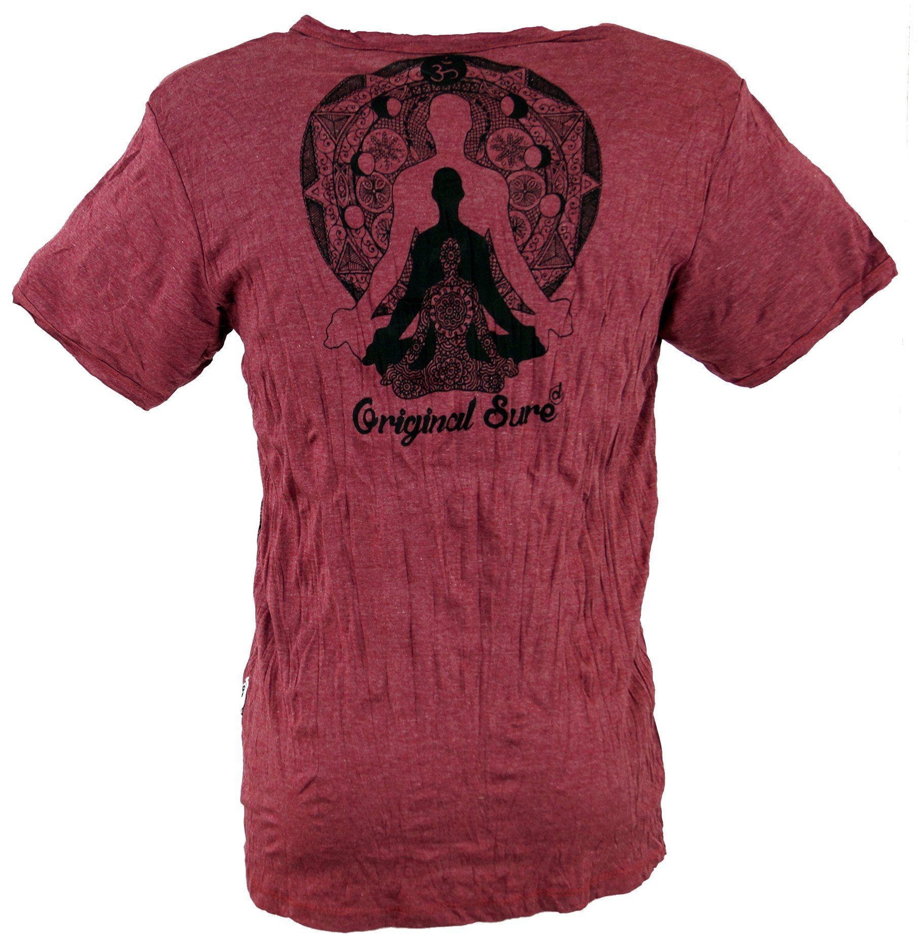 Guru-Shop T-Shirt Sure T-Shirt Meditation Style, - Goa Bekleidung Festival, bordeaux alternative Buddha