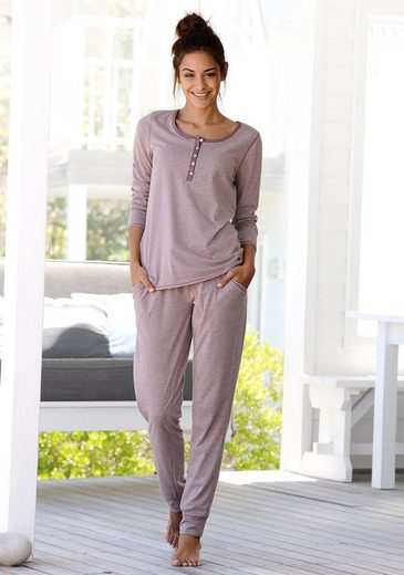 Arizona Pyjama in melierter Qualität mit Knopfleiste