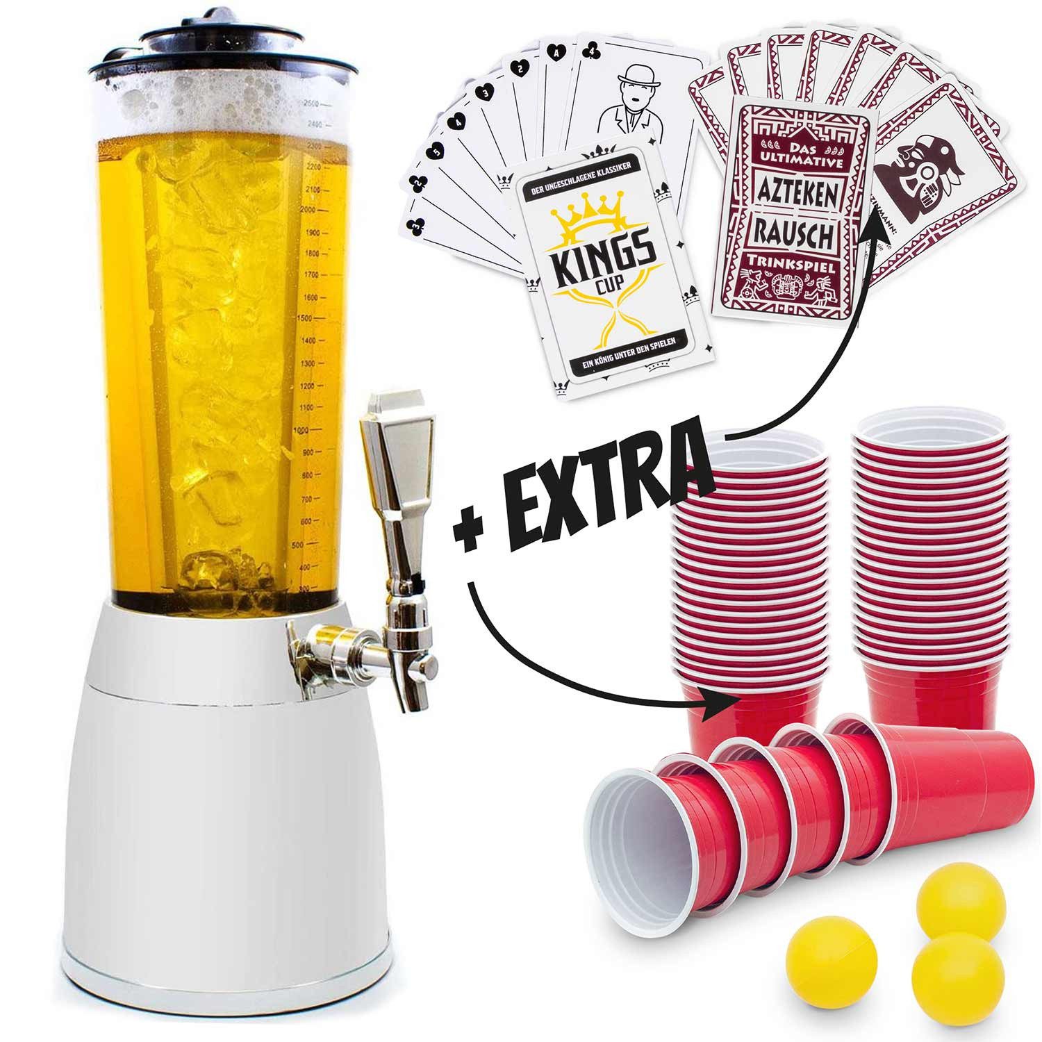 Goods+Gadgets Getränkespender 4,0-Liter-Bierzapfanlage mit Eiskühlung – Das ultimative Partygetränk, Biersäule Trinksäule Getränkesäule mit Eiskühlung