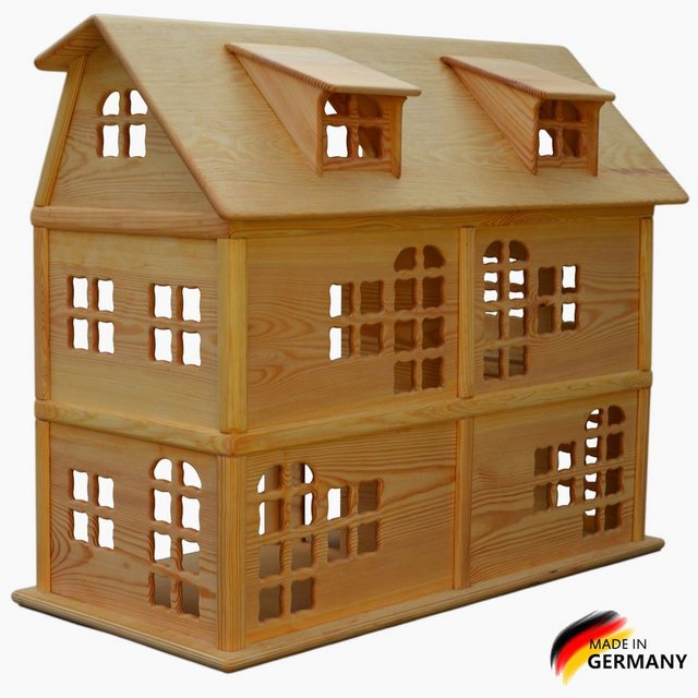 Madera Spielzeuge Puppenhaus Puppenhaus aus Kiefern Holz,6 Zimmer, (1-tlg), Made in Germany . Fertig verleimtes Puppenhaus, extrem Stabil.