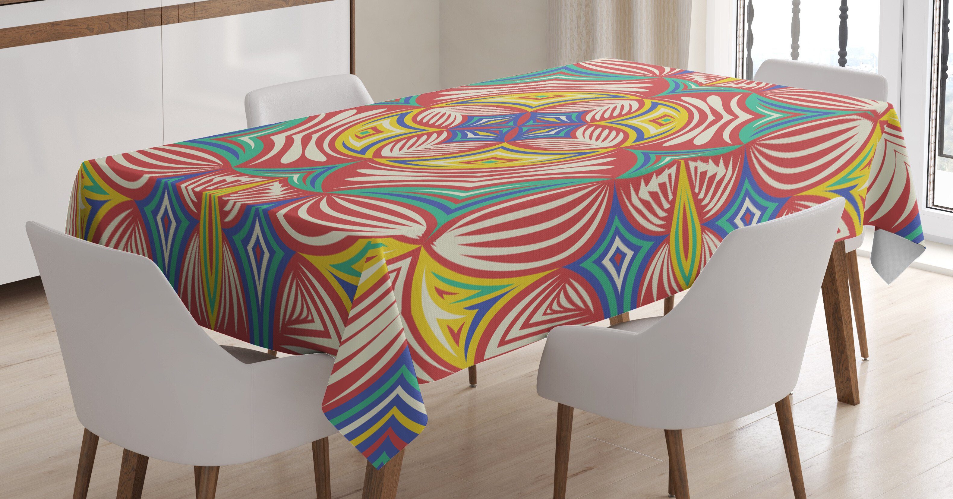 Abakuhaus Tischdecke Farbfest Waschbar Für den Außen Bereich geeignet Klare Farben, Bunt Zusammenfassung kreative Verziert