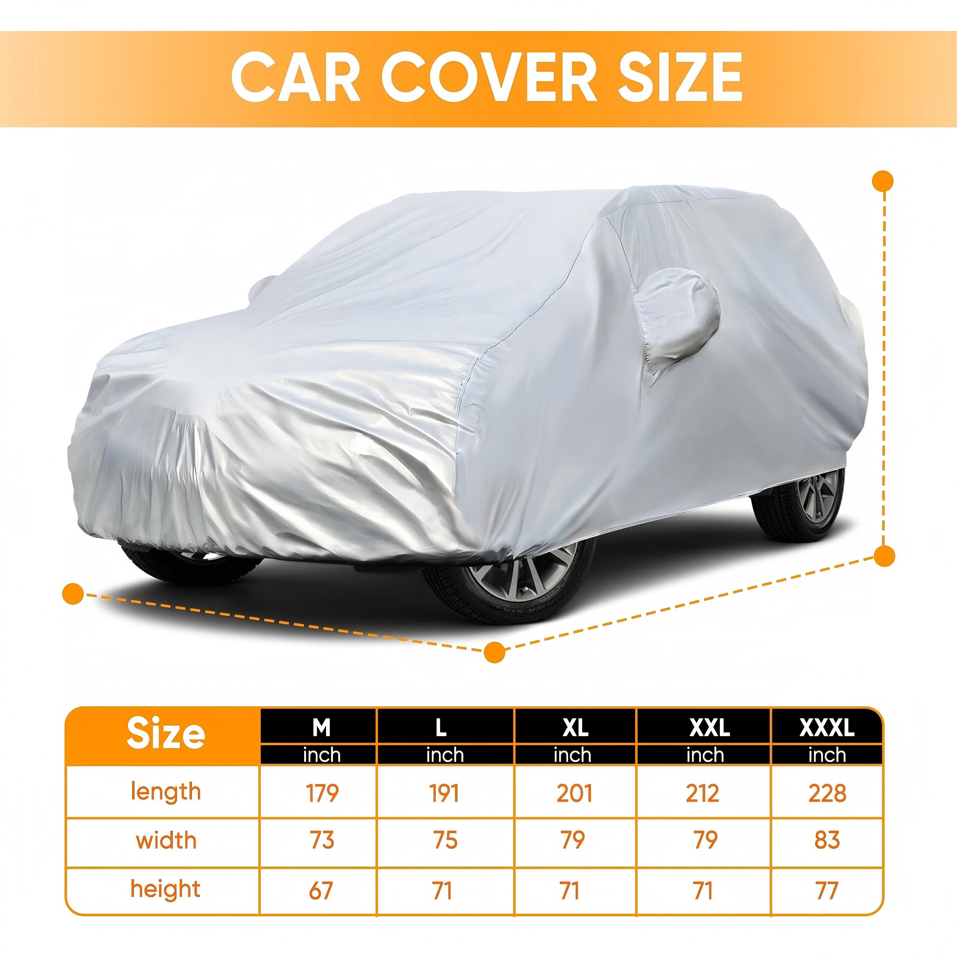 MIBODE Autoplane Autoplane Autoschutzhülle Auto Abdeckplane SUV Cover Autoplane Silber, Wasserdicht, UV-beständig, Staubdicht, Windfest, Kratzfest