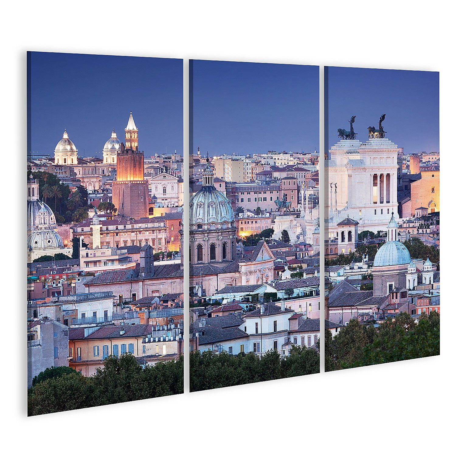 Leinwandbild Bild auf Leinwand Rom Skyline Bei Nacht Italien Von Der Piazza Giusepp