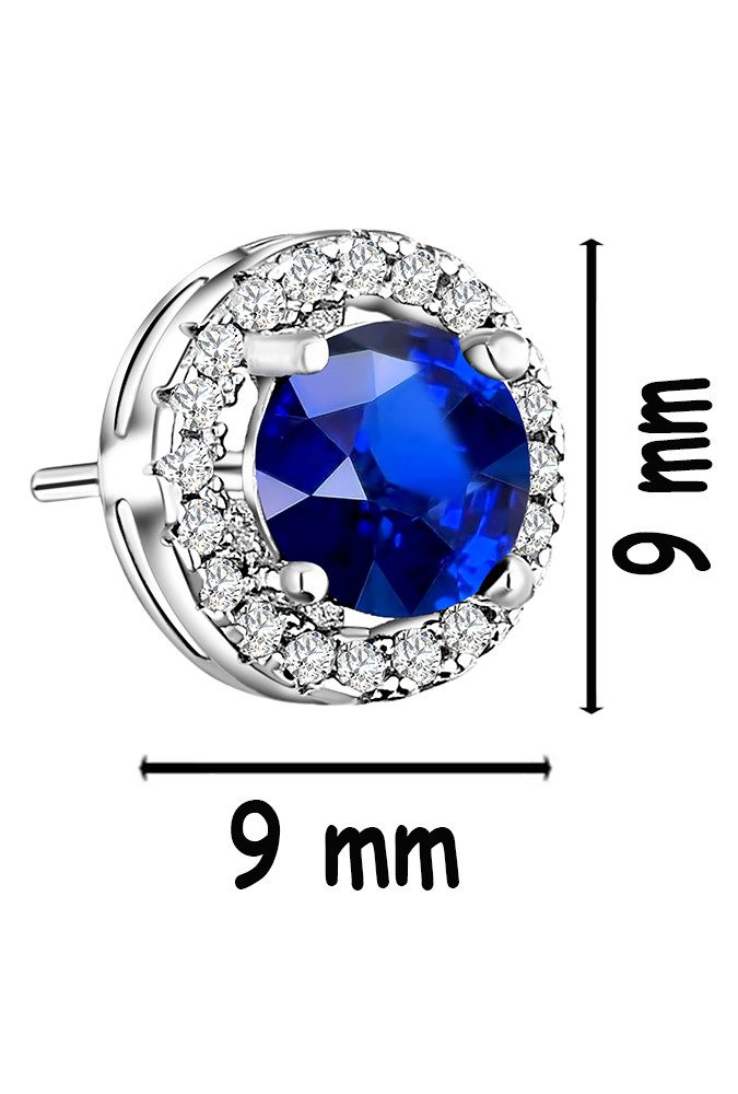 Limana Paar Ohrstecker runde 925 Silber kleine blaue Ohrringe Schmuck für Frauen Damen Mutter (Weihnachtsgeschenk, Silberschmuck inkl. Dose), Weihnachten Geburtstag Muttertag Geschenk für Ehefrau Freundin Oma