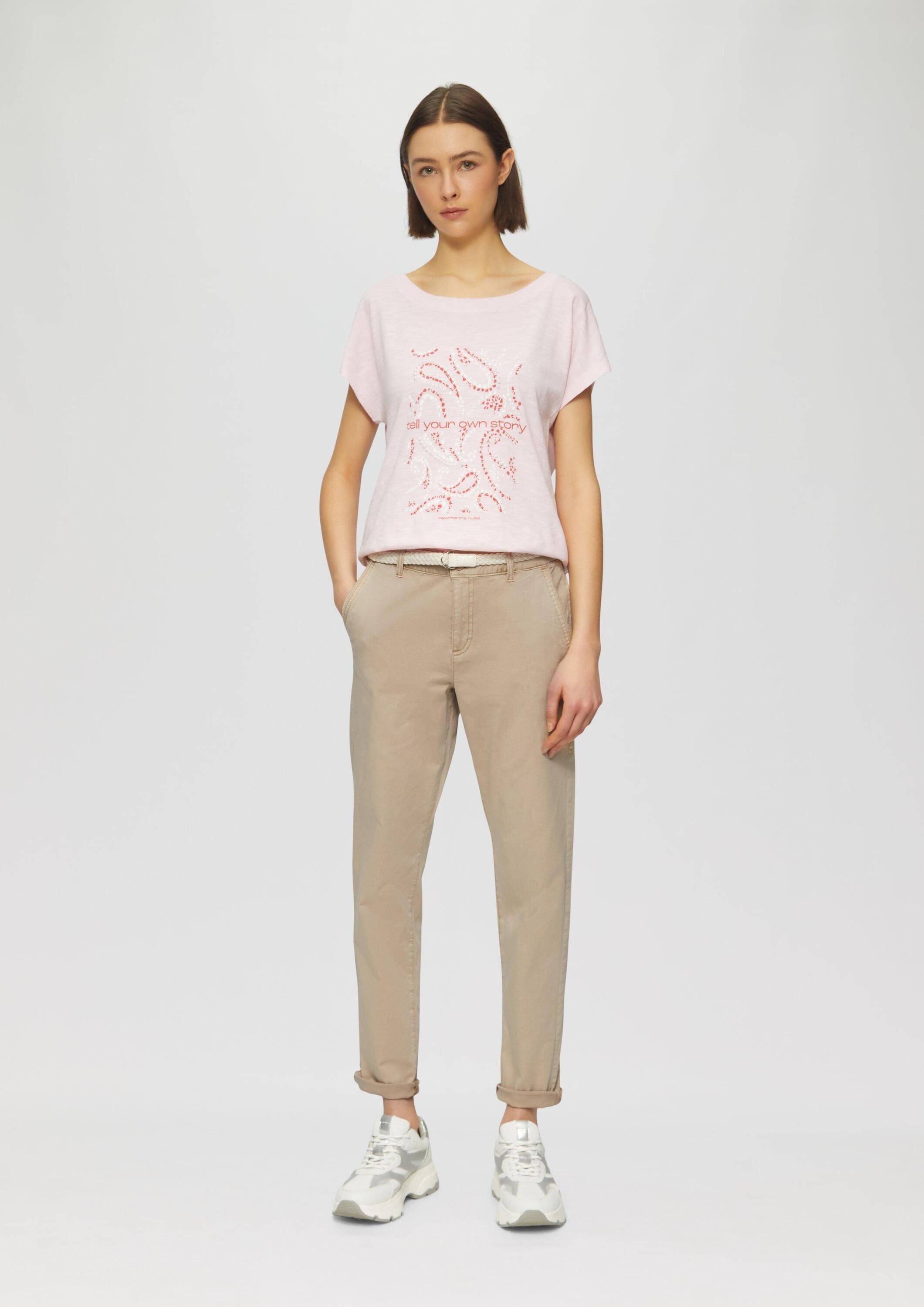 s.Oliver Chinos Hose CHINO Chino mit geflochtenem Gürtel und Garment Dye