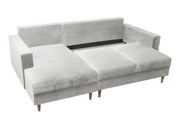 Beautysofa Polsterecke DAVE Lieferung beinhaltet die Einbringung in die Wohnung, im Skandinavisches Stil, L-Form Ecke, mit Ottomane links oder rechts, mit Relaxfunktion, mit 2x Bettkästen