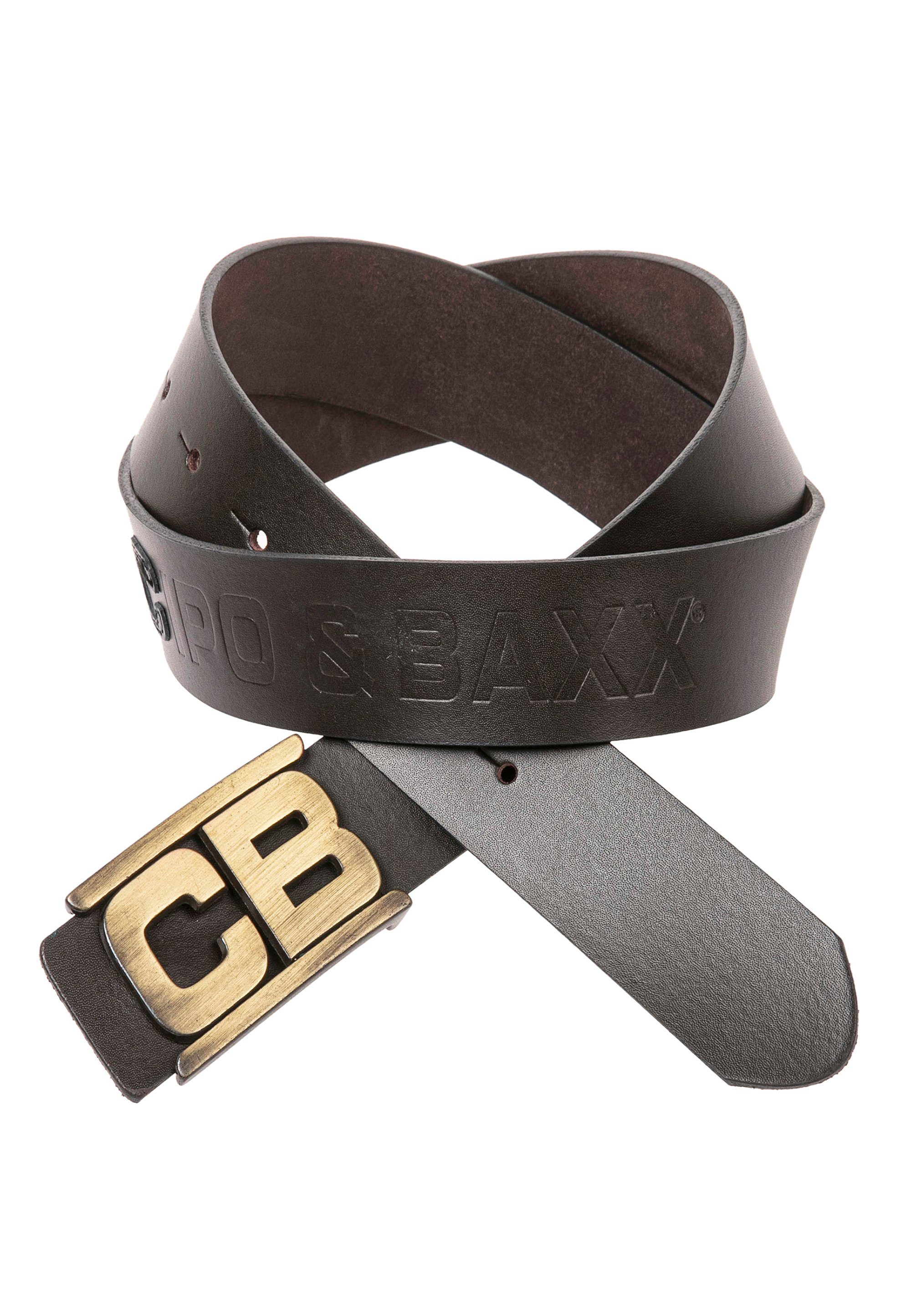 Cipo & Baxx Ledergürtel mit edler Design-Schnalle | Gürtel