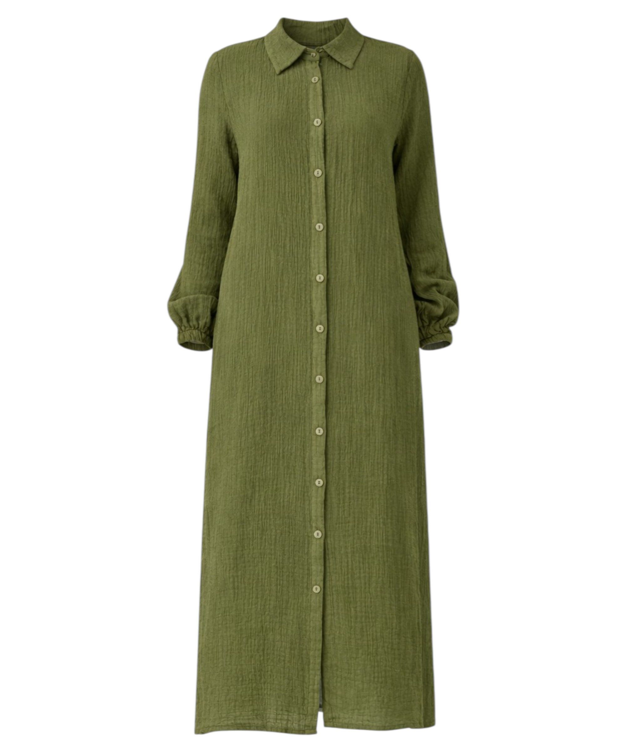 WENOR Longtunika Musselin 130cm lang Kokosknopf 100% Baumwolle Modest Look 36-50