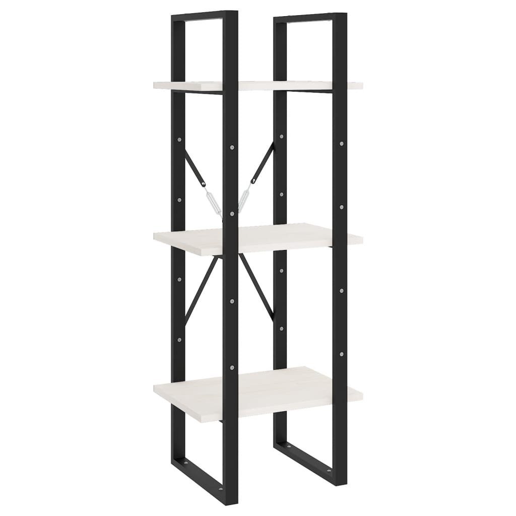 vidaXL Bücherregal aus Massives Kiefernholz, Metall in Weiß, B/H/T: 40x105x30 cm
