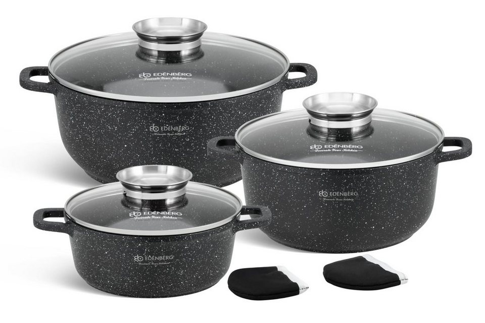 Edenberg Topf-Set Schöne schwarze Töpfe, Topfset, 6,8L/4,5L/2,3L Induktion,  Aluminium, Keramik (6-tlg., Zeitloses Design des Topfsets. Eine ideale  Geschenkidee)